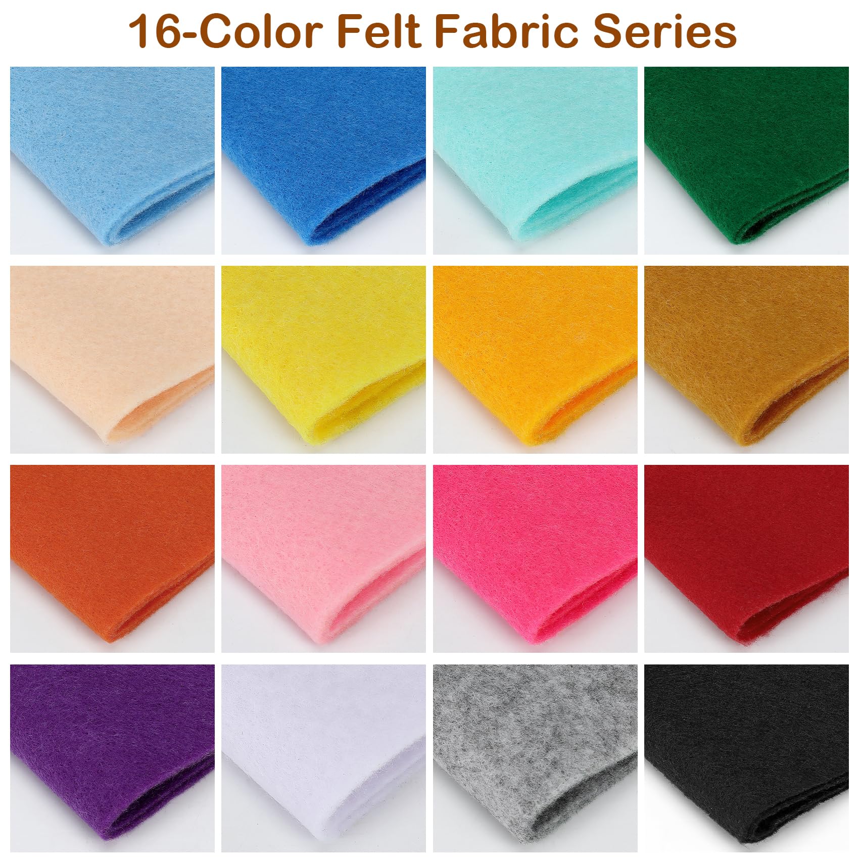 16 Pcs 8"x35" Felt Fabric Sheets, Assorted Colors Soft Felt Sheets for Crafts DIY (Classic Series)