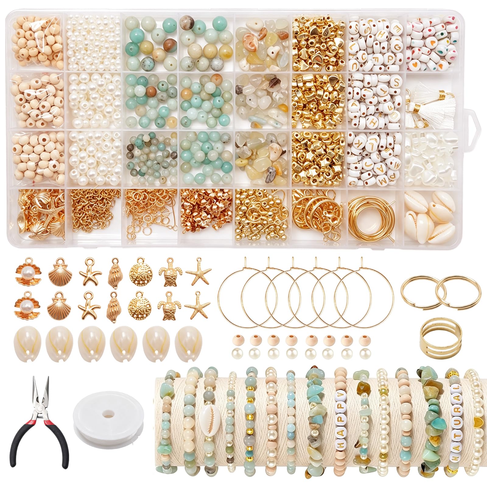 MospdyGear 1927 PCS Assorted Natural Crystal Bead Set, Irregular Gemstone Chip Collection, Bulk Rock Stone Jewelry Making Supplies for Adult DIY Bracelet Necklace Earring Ring Crafts
