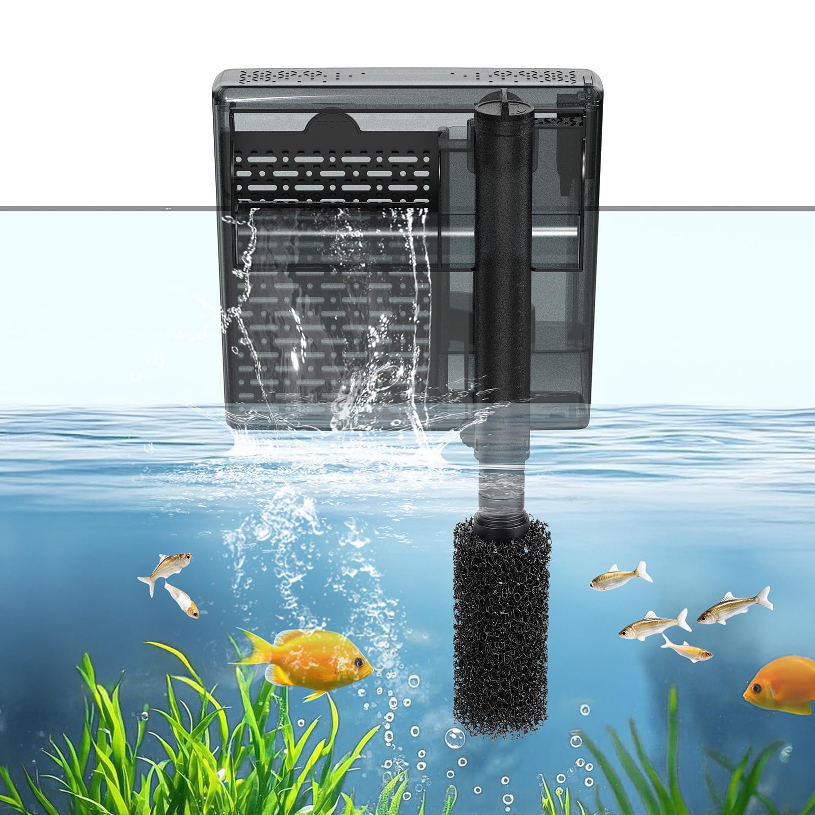 hygger Aquarium HOB Filters Fish Tank Hang On Aquarium Filter, 11.5W Adjustable Water Flow External Filter Aquarium 1200L/H for 150-280LFish Tank