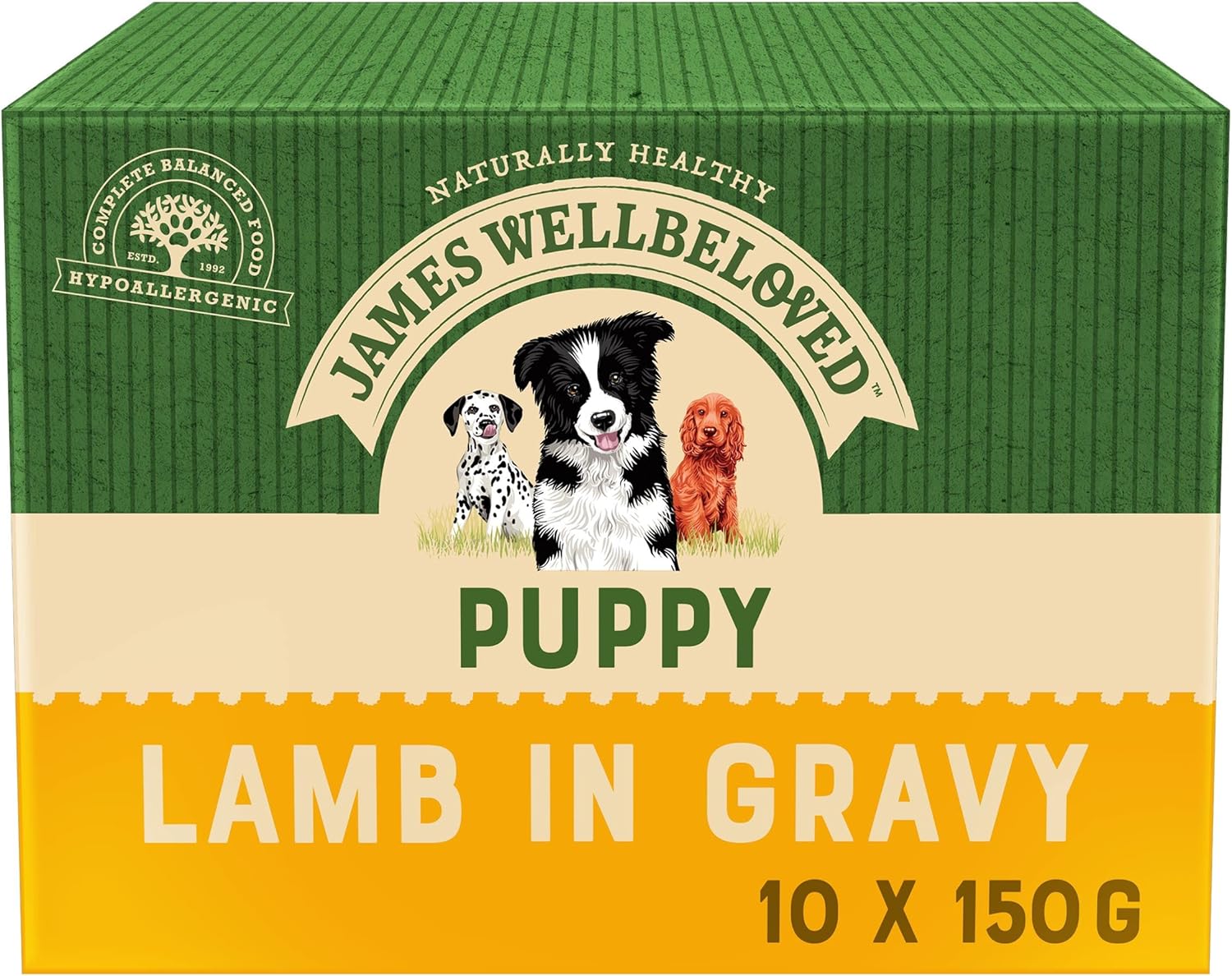 James Wellbeloved Puppy Lamb in Gravy 10 Pouches, Hypoallergenic Wet