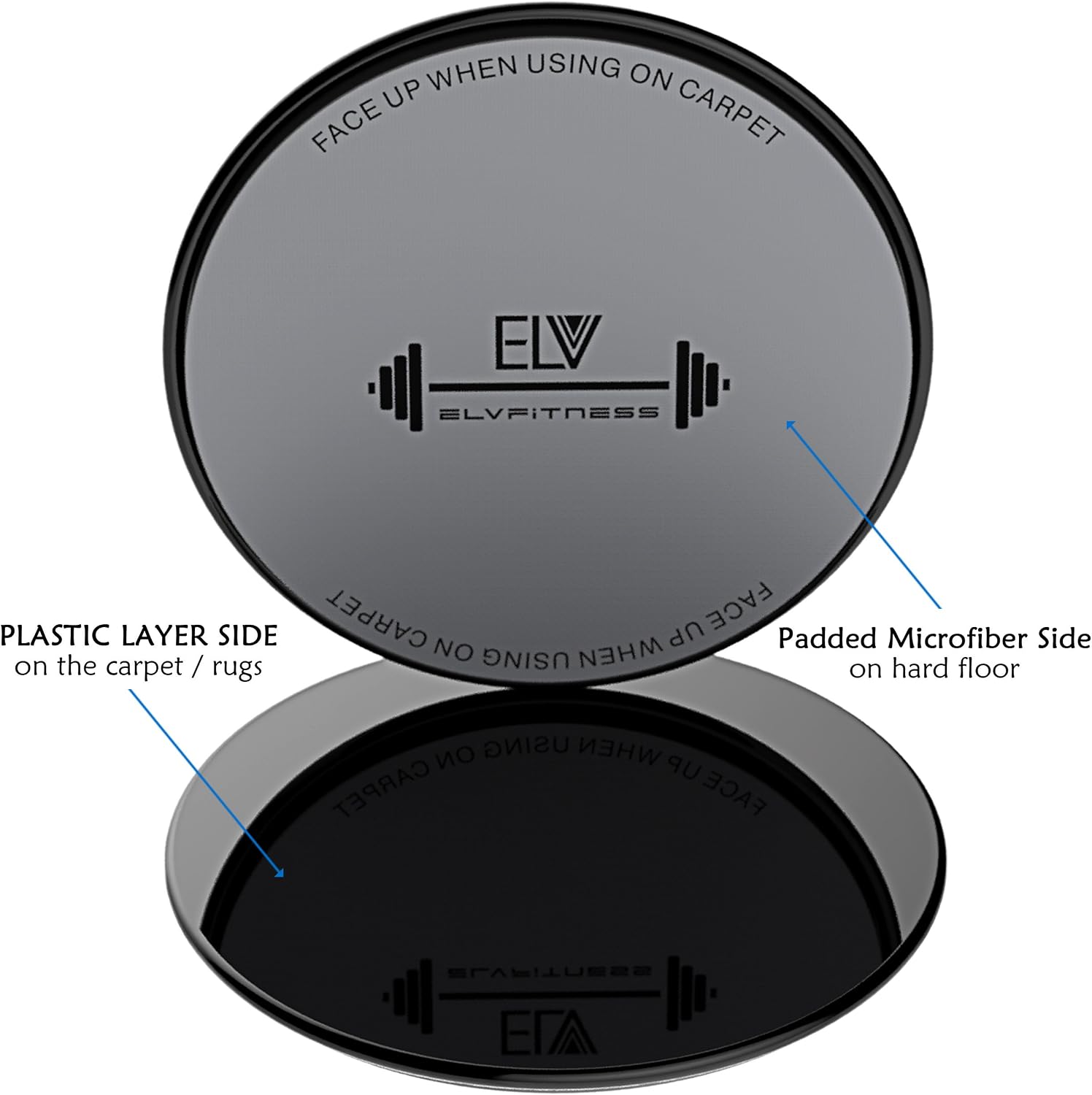 ELV Resistance Loop Bands and Exercise Sliders Set - Home and Personal Fitness Equipment, 5 Elastic Bands and 2 Gliding Discs, Awesome Core, Legs, Abs Workouts - Physical Therapy and Injury Prevention