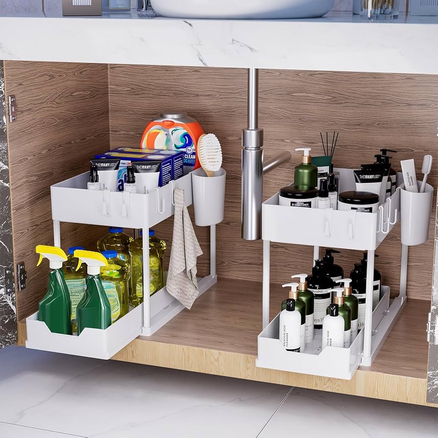 Relaxdays Organizer Mobile Sottolavello, Scaffale 2 Ripiani Estraibile