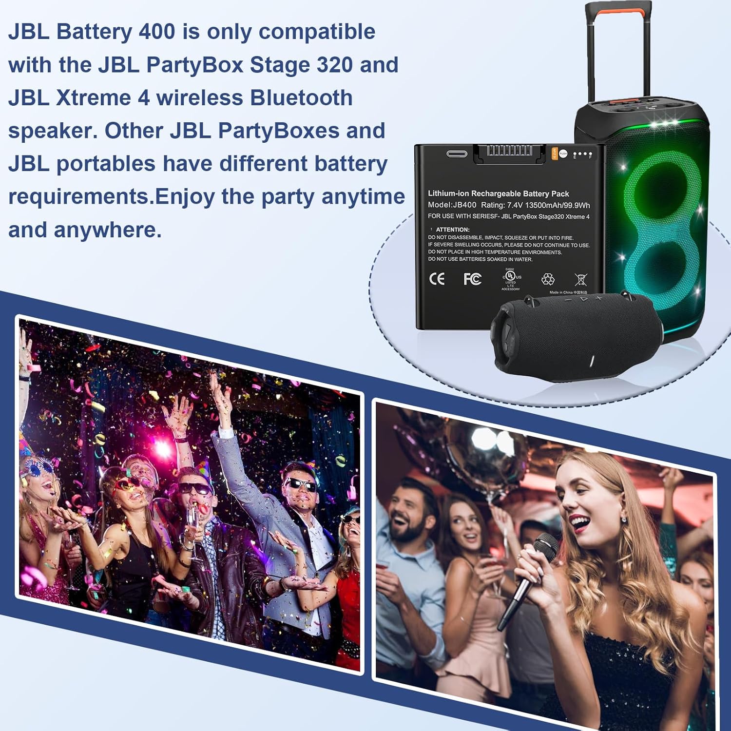 ASUNCELL Replacement Battery for PartyBox Stage 320 & Xtreme 4 Portable Speaker 13500mAh 7.4V 74Wh Rechargeable Lithium-ion Spare MP3 Battery - Image 4