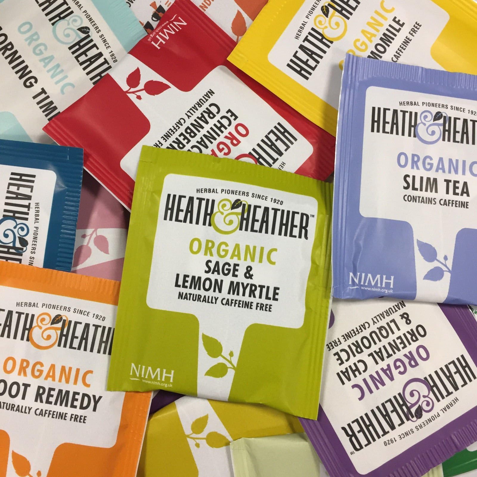 Heath & Heather Herbal Organic Tea Sachets - Random Selection of 20 Sachets (1 Sachet of Each Variety) - Sample Taster Pack