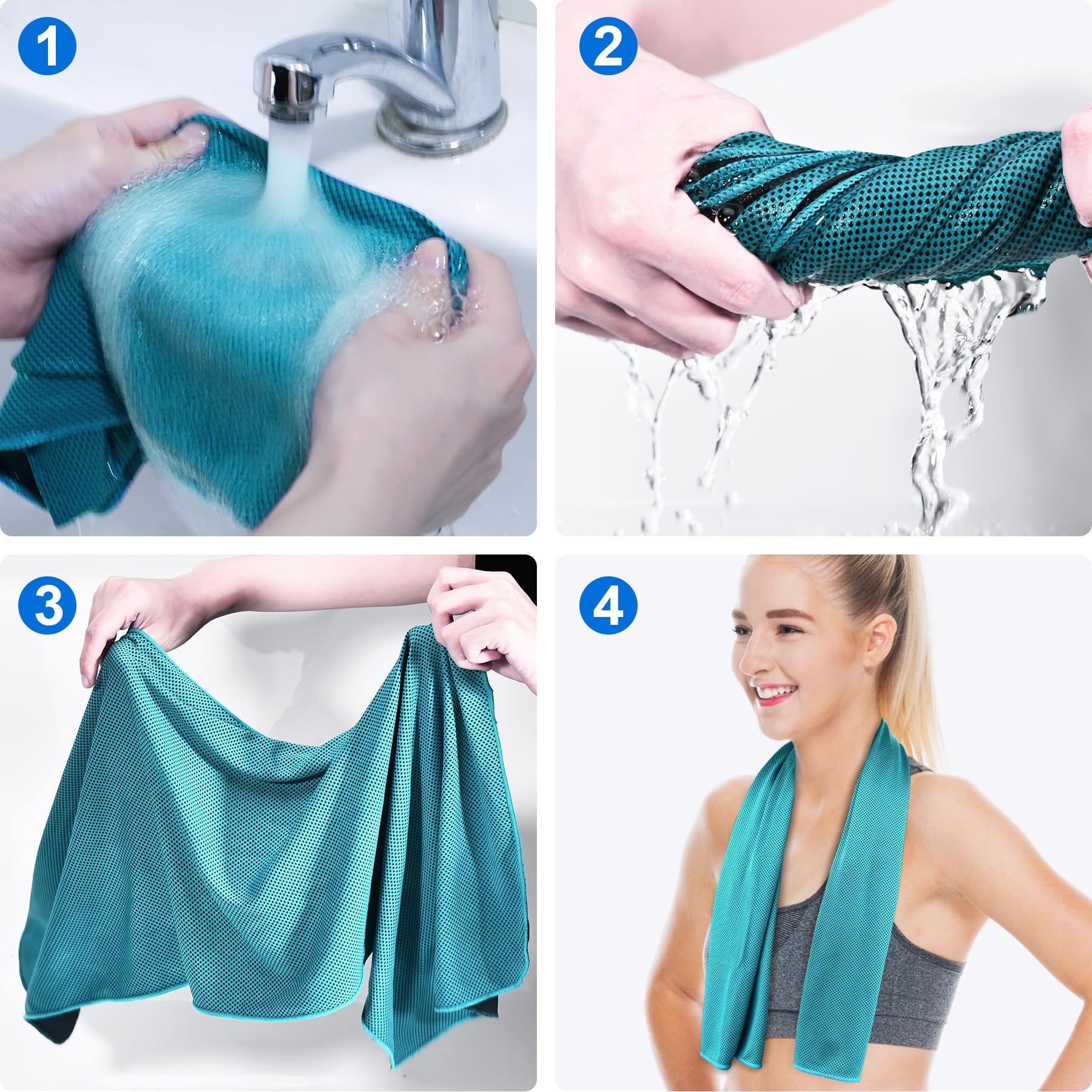 Sukeen Kühlendes Handtuch, Sport Cooling Towel für Hals und Körper, Schweißhandtuch schnelltrocknendes Mikrofaser-Halskühlhandtuch für Fitness, Golf, Tennis, Yoga, Sport(100x30cm)
