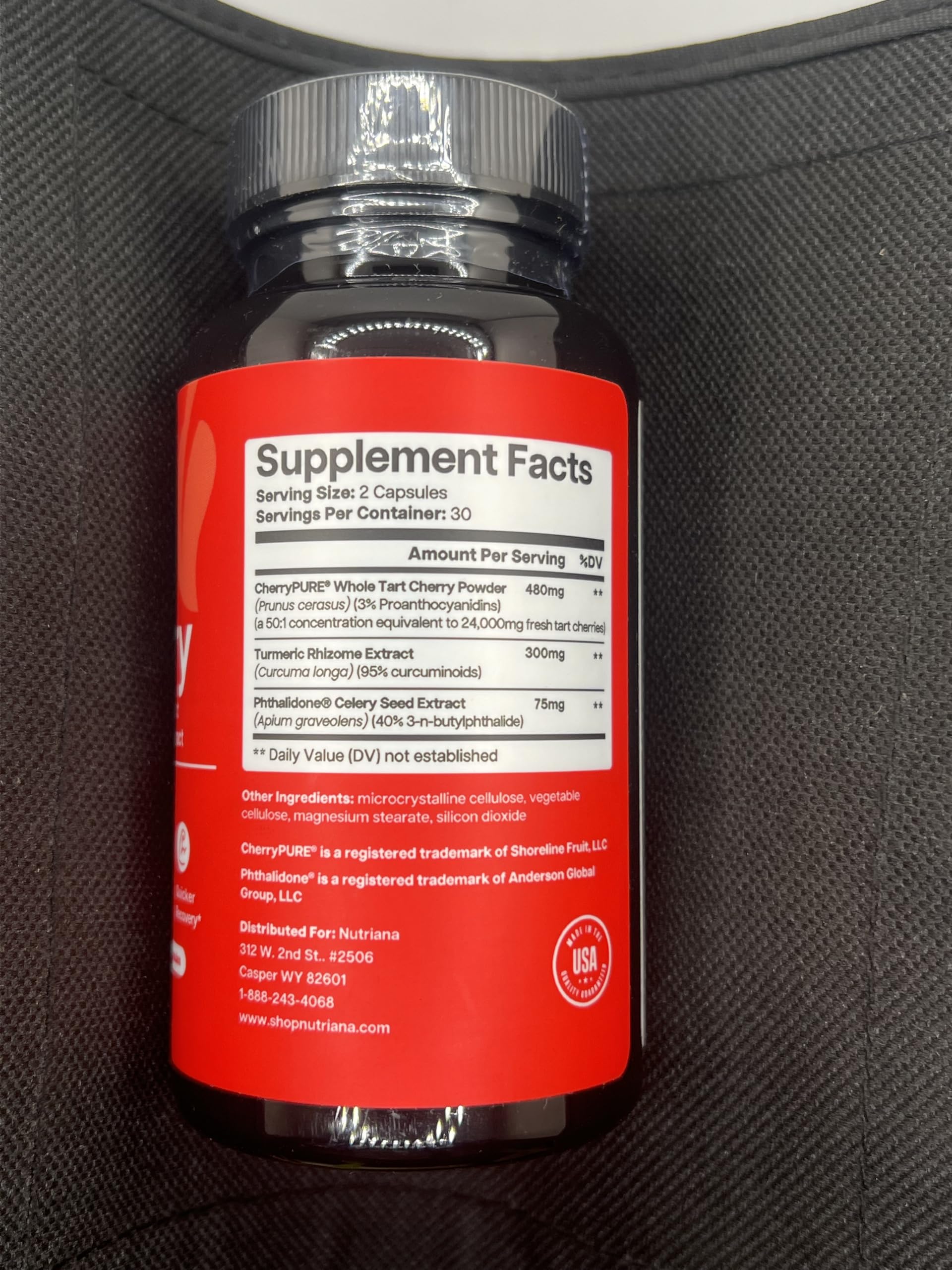 Nutriana Ultra High Strength Tart Cherry Extract Capsules with Turmeric & Celery Seed for Feet & Joint Support Uric Acid Flush Cleanse & Purge Pills, 60 Veggie Capsules Manufactured in USA — Amazon image 9
