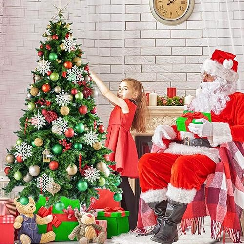 Miniatura 6 de DearHouse 36 adornos de plástico con copos de nieve, pequeños adornos de copos de nieve brillantes en cadena para decoraciones de árbol de Navidad