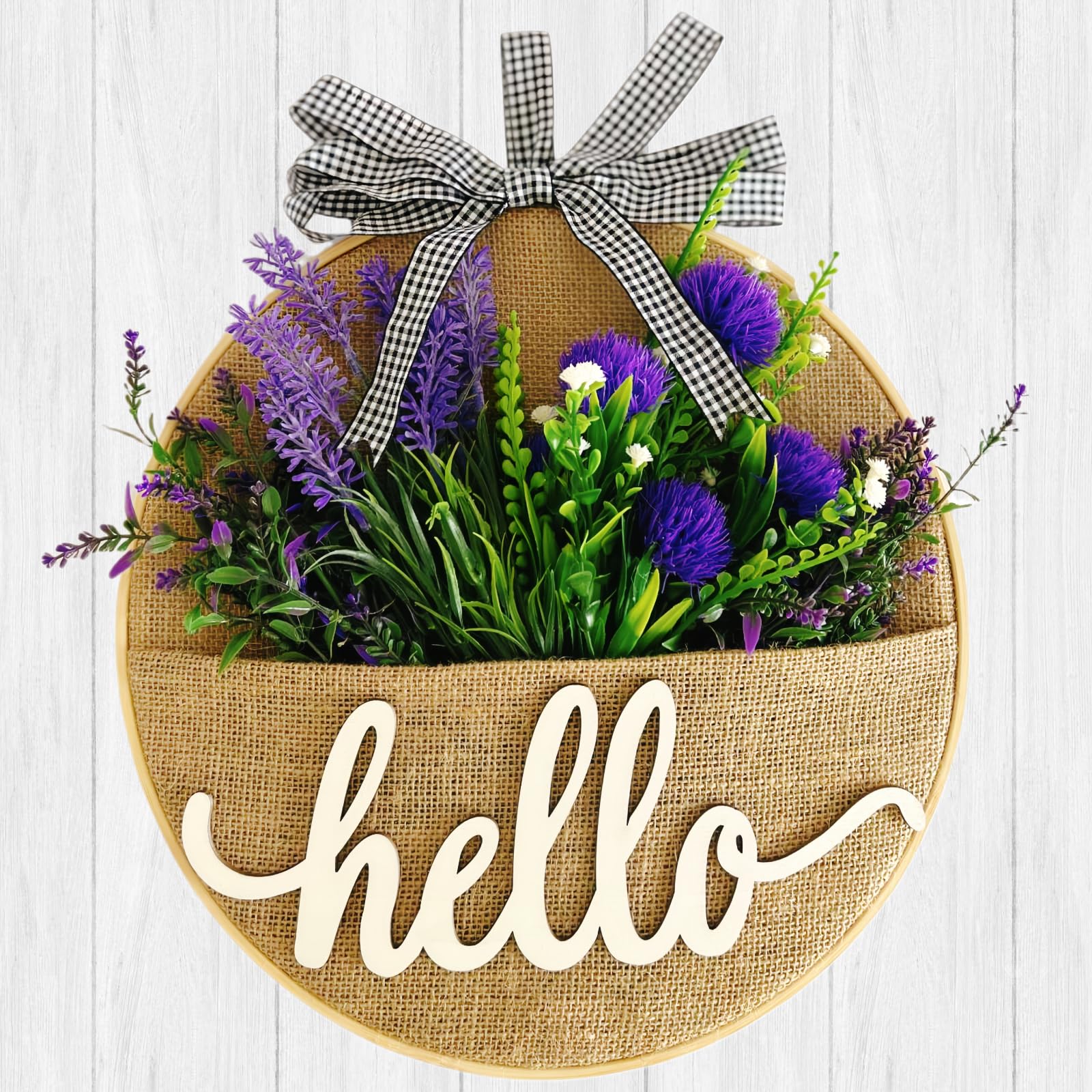 Amazon.com: Artificial Flower Pocket Wreath with Hello Sign, 12