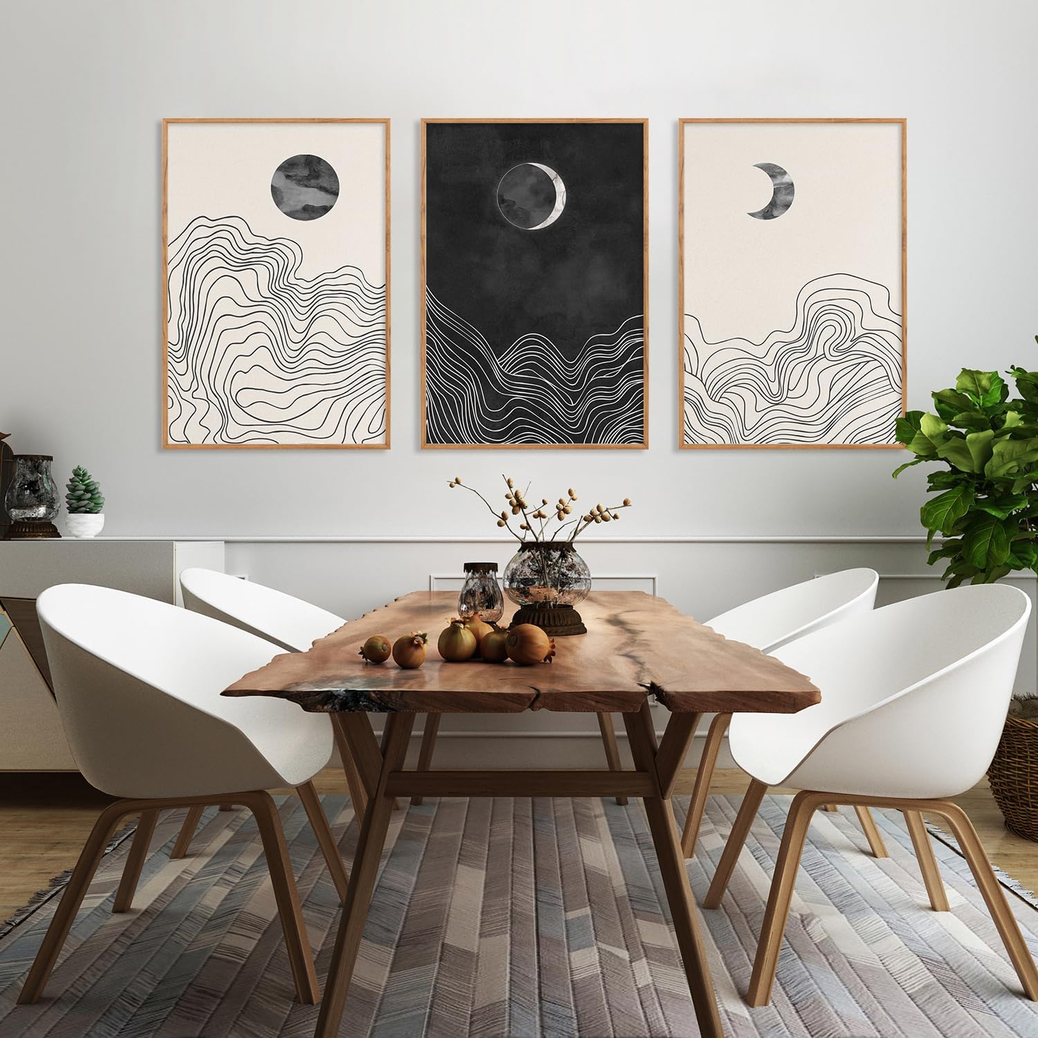 HLNIUC Navy Blue Abstract Framed Wall Art Set, Neutral Minimalist Canvas Wall Decor, Mid Century Modern Wall Painting, Grey Geometric Art Print for Living Room, Bedroom, Office - 24x36x3 HLNIUC Navy Blue Abstract Framed Wall Art Set, Neutral Minimalist Canvas Wall Decor, Mid Century Modern Wall Painting, Grey Geometric Art Print for Living Room, Bedroom, Office - 24x36x3