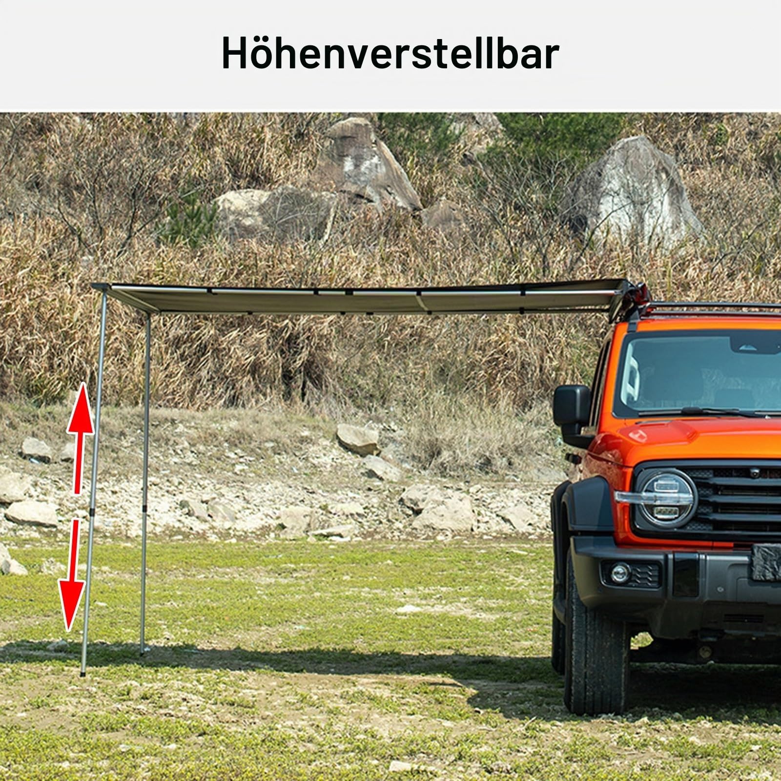 CRUSIO Auto Vorzelt, Dachträger-Markise, Autodachzelt, Einziehbare Fahrzeug-Markise, Wasserdicht UV50+, Teleskopstangen, Anhänger-Sonnenschutz, Dachzelt mit Tragetasche (Size : 160x250cm)
