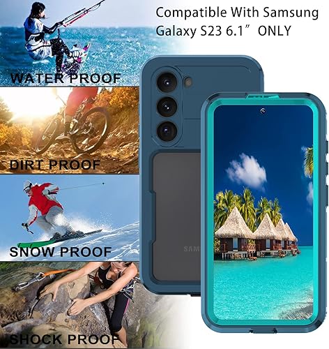 Miniatura 2 de Funda para Samsung Galaxy S23 de 6.1 pulgadas (2023), protector de pantalla impermeable integrado, protección completa, resistente a las caídas, a