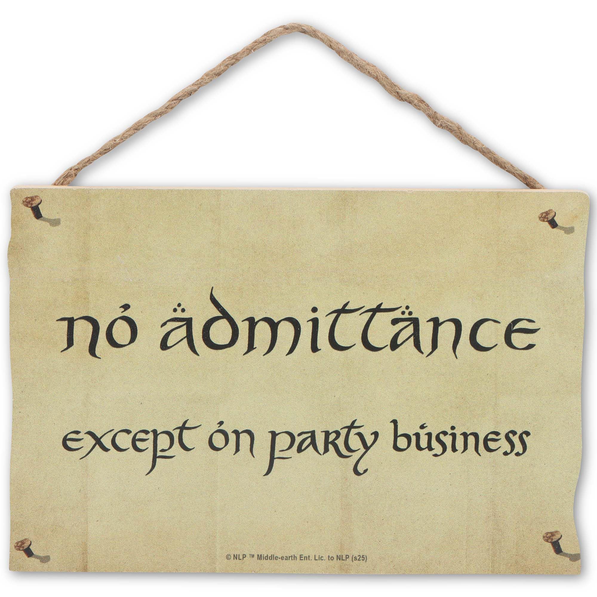 Open Road Brands Beige The Lord Of The Rings No Admittance Except On Party Business Hanging Wood Wall Decor - Fun Lotr Sign For Bedroom Or Movie Room