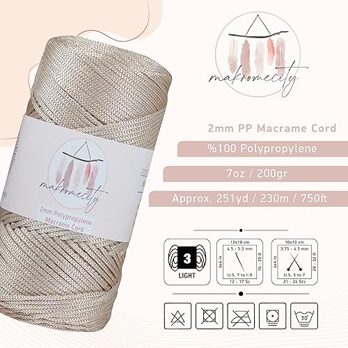 Miniatura 19 de Makromecity, 2 madejas de cuerda de macramé de poliéster de 0.079 in x 250 yardas (750 pies) de 0.079 in de polipropileno para macramé, arte