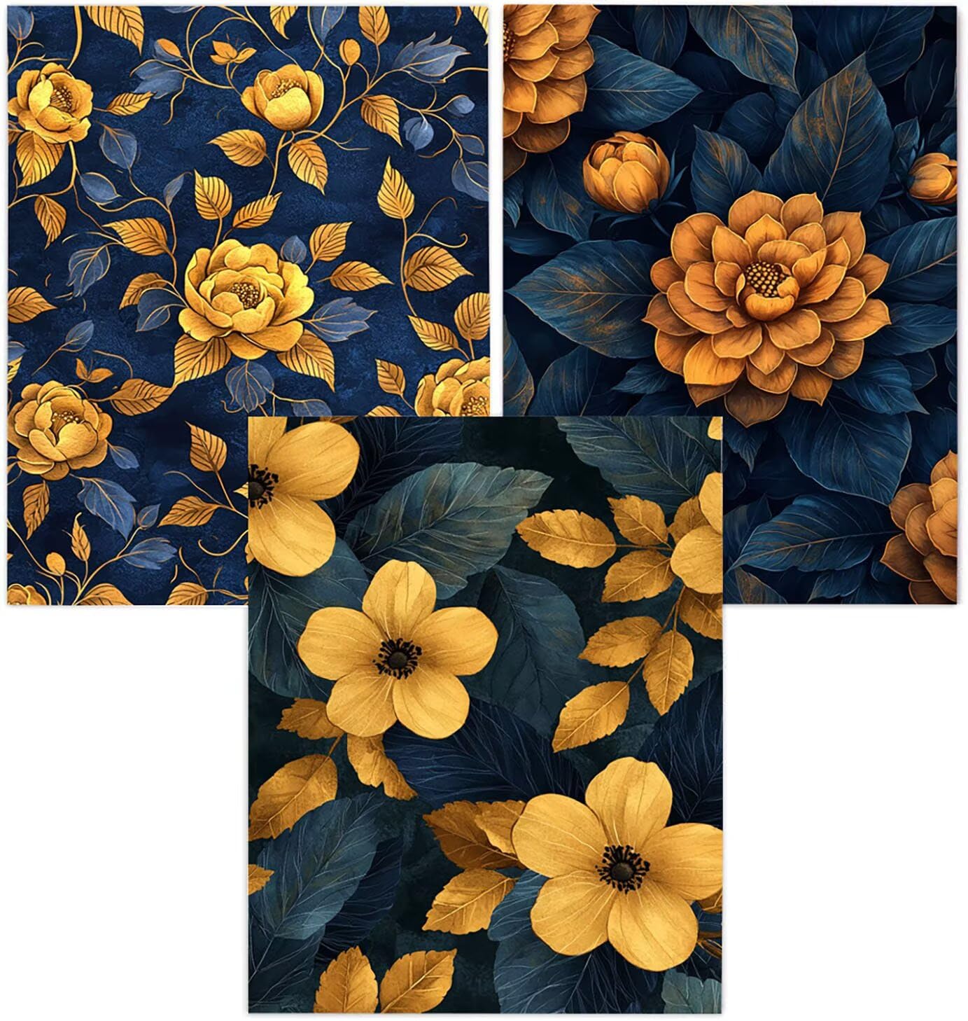 Cnyaunfi 3 Pezzi Fiore Pittura Diamante Fai-Da-Te, 5D Blu Diamond Painting Kit Completo per, Hobby Creativi Adulti, Pittura Diamante Artigianale Per La Decorazione Della Parete Di Casa 70x90cm YF-3461