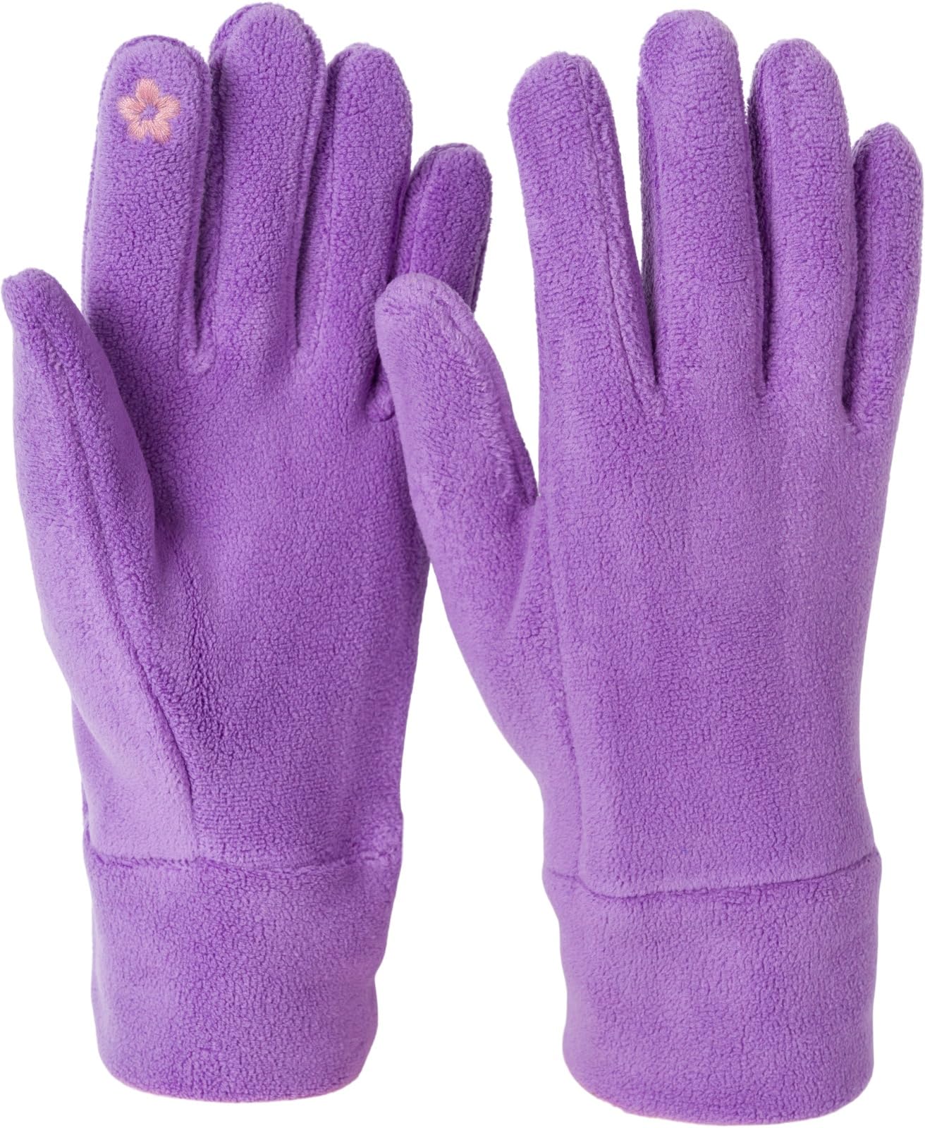 styleBREAKER Ladies Touchscreen Fleece Gloves Unicoloured, warm finger gloves, winter 09010047, Colour:Purple