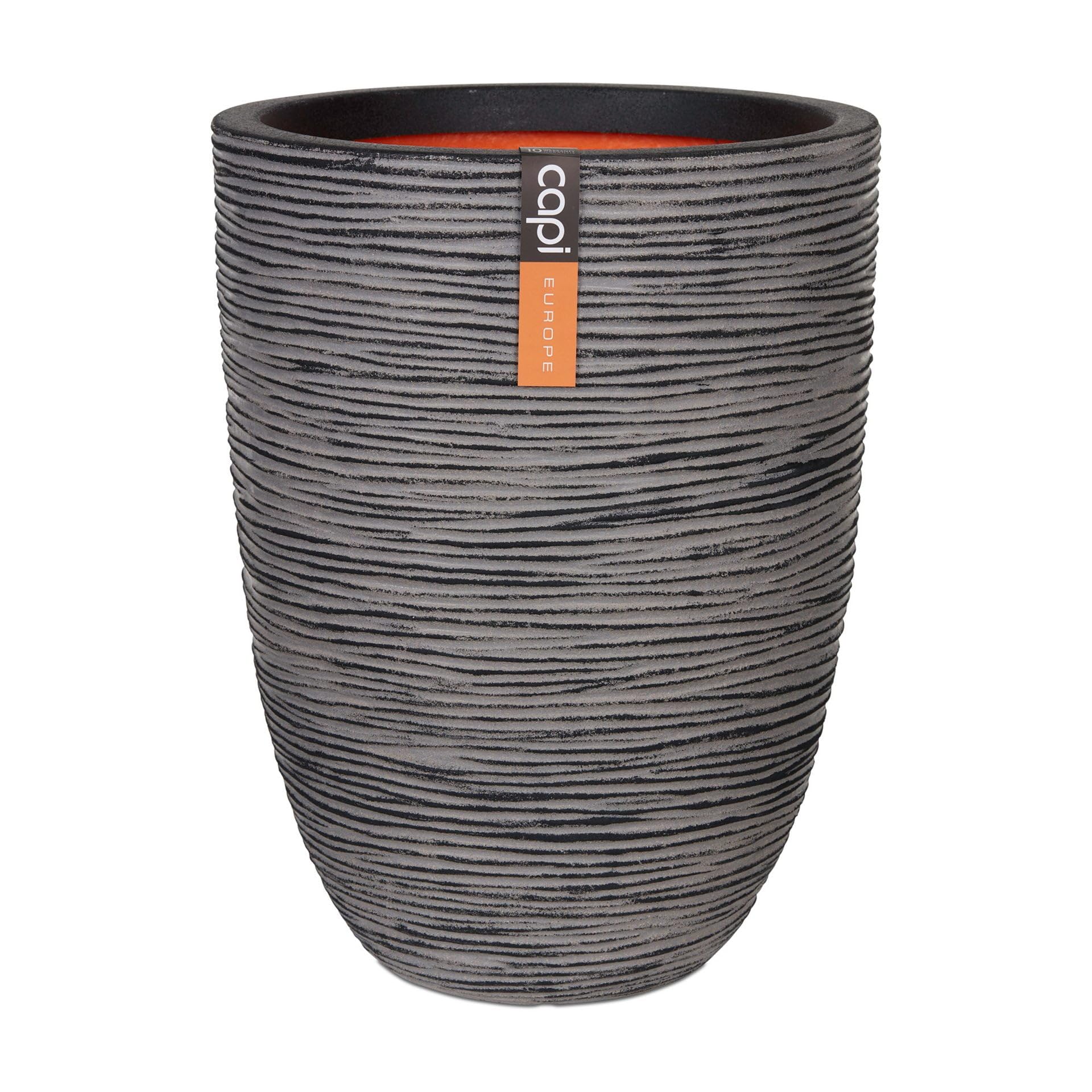 Capi Europe Rib - Anthracite - Vase Elegant Low Rib Nl - 46X58 - Anthracite - Opening Ø38 - Pot For Indoor And Outdoor Use - Shatterproof - 100% Recyclable - Kofz783