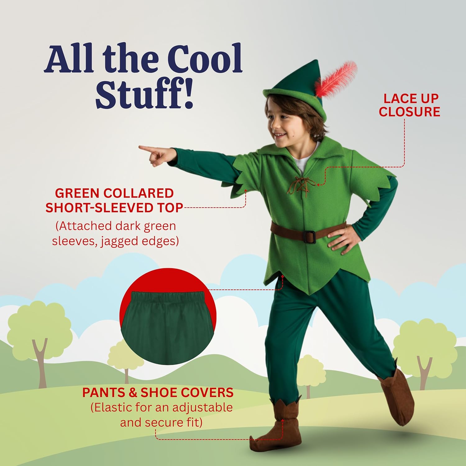 Dress Up America Forest Hunter Costume for Kids – Classic Fairy Tale Dress-Up Outfit for Boys and Girls - Image 3