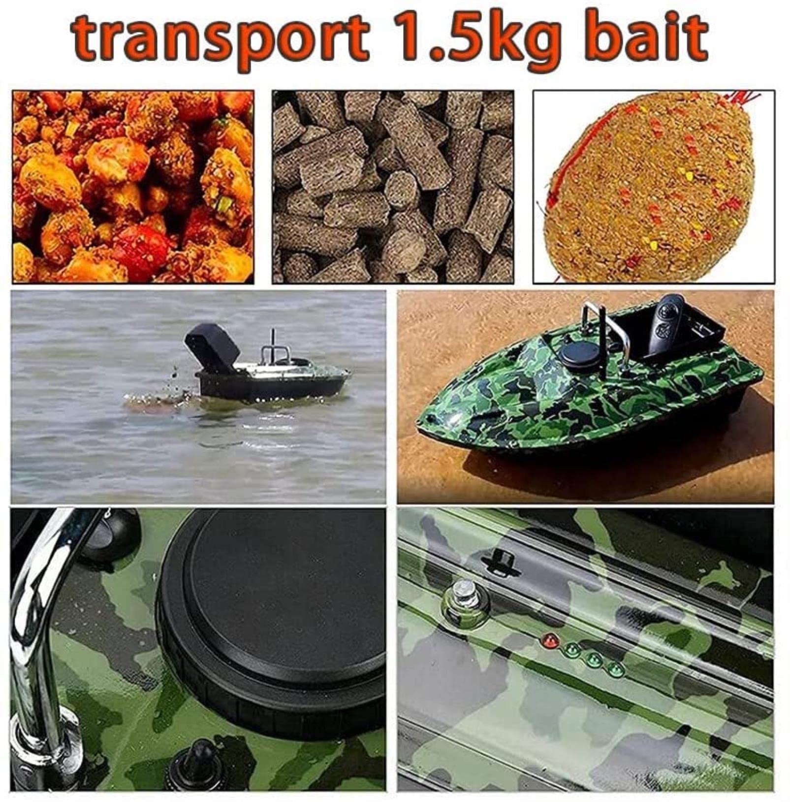 Barco de Cebo de Pesca Teledirigidos, GPS Barcos Cebador Inteligente con Motores Duales y Luz Nocturna LED, Barco Cebador Carpfishing - Crucero Automático de 500M