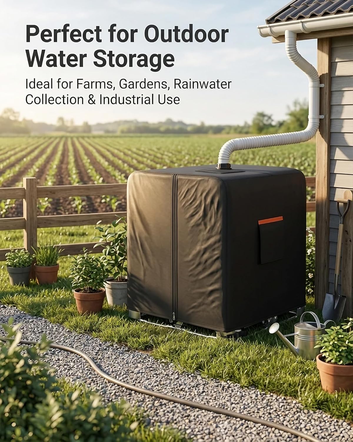 IBC Tote cover 330 gallon water tank protection cover zipper 600D heavy waterproof sunscreen material 1000L outdoor garden water tank cover