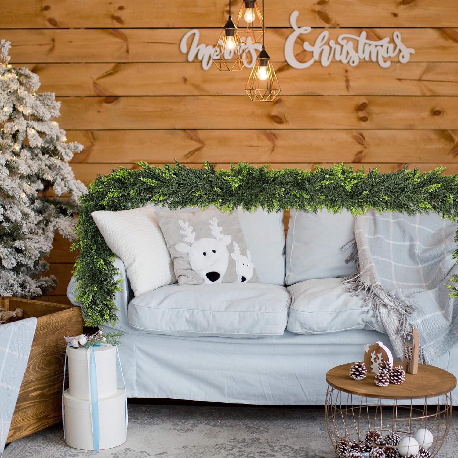 Realistic Cedar Garland for Mantle, 6FT Thicken Real Touch Greenery Cypress Garland for All Year, Faux Artificial Cedar Pine Garlands for Table Indoor Outdoor Spring Decoration - Image 6