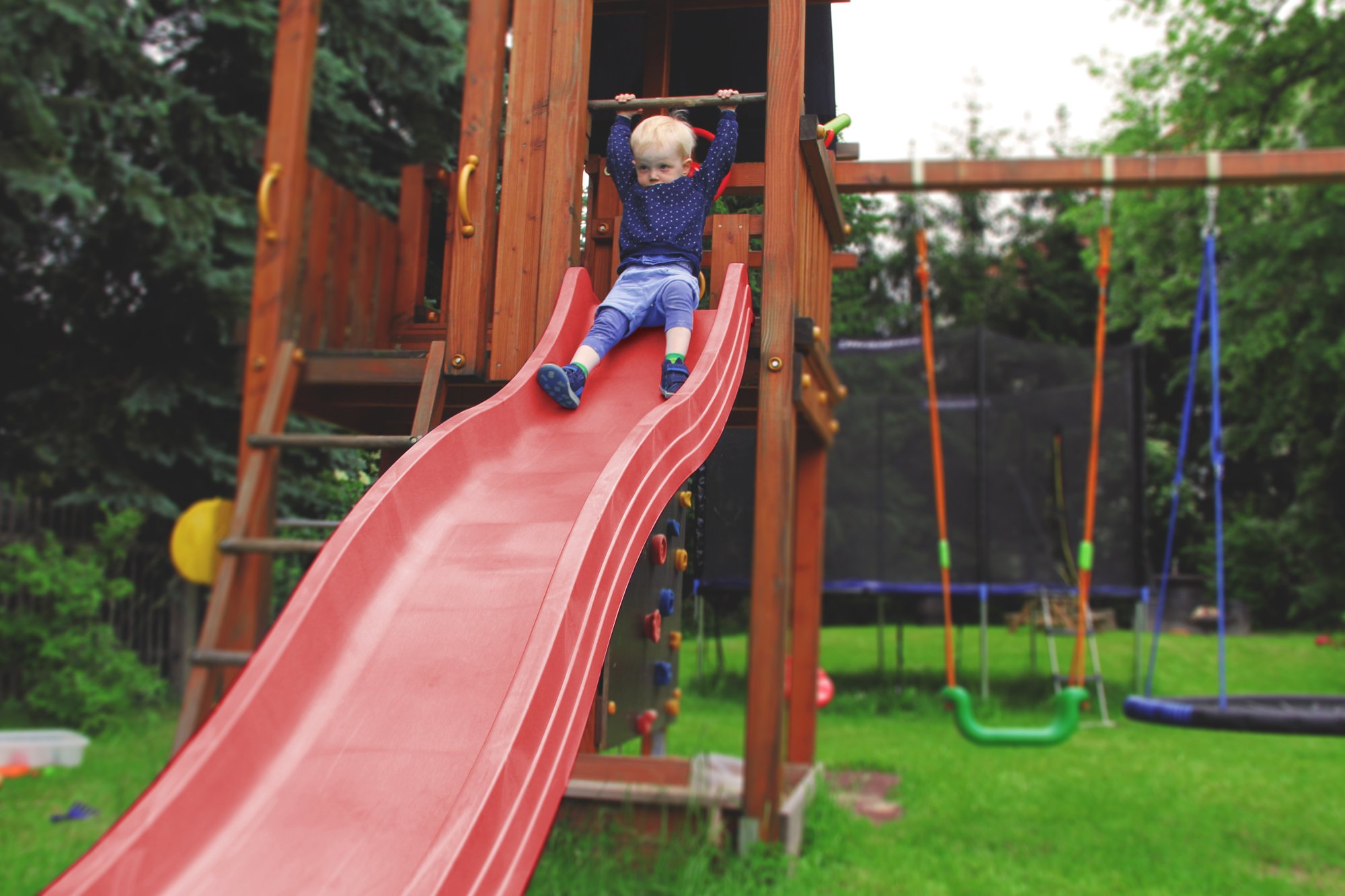 Ondis24 Tobogán de 3 m para niños, tobogán acuático para torre de juego o pendiente a partir de 3 años (rojo lava)