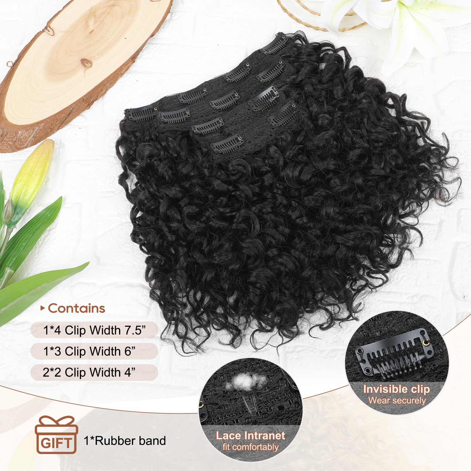 FLUFYMOOZ 4PC Clip in Hair Extensions - Image 4