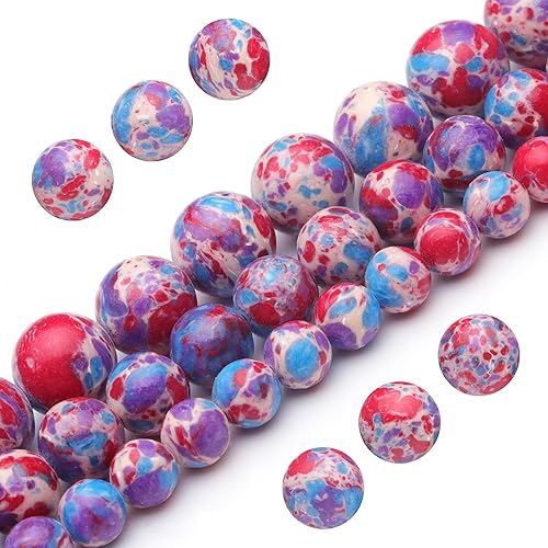 Cuentas de piedras preciosas naturales para la fabricación de joyas, cuentas de jaspe imperial azul-morado pulido redondo liso pulido de 0.315