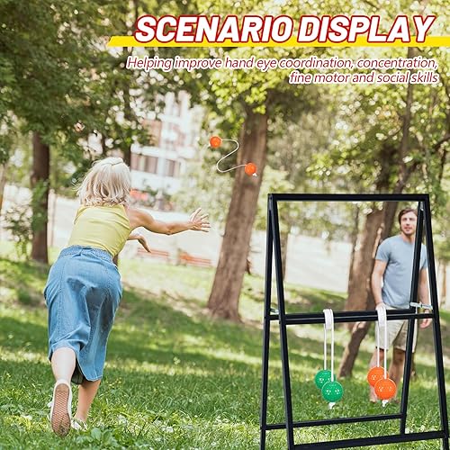 Miniatura 6 de Lenwen Paquete de 12 bolas de escalera para juegos al aire libre, bolas de repuesto con bolsa de almacenamiento para lanzar partidos, patio, césped,