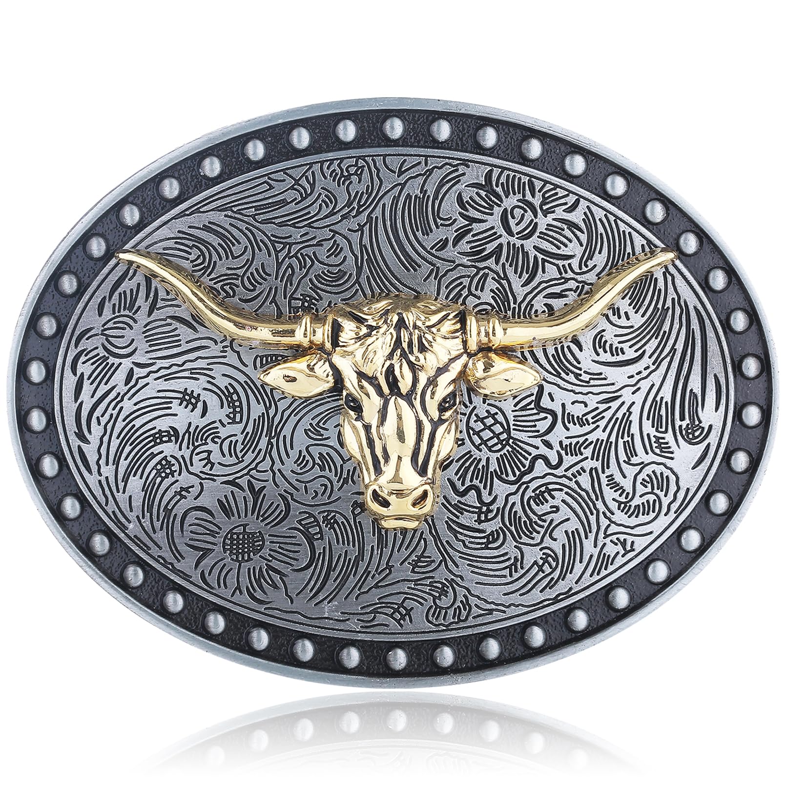 Turquoise Belt Buckle for Men Western Texas Longhorn Bull Rodeo Belt Buckle American Cowboy Chic Gift