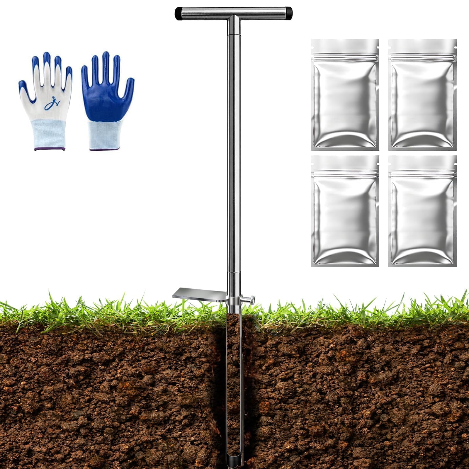 NBYTLT 36in Soil Sampler Probe, Stainless Steel Soil Sampling Tube