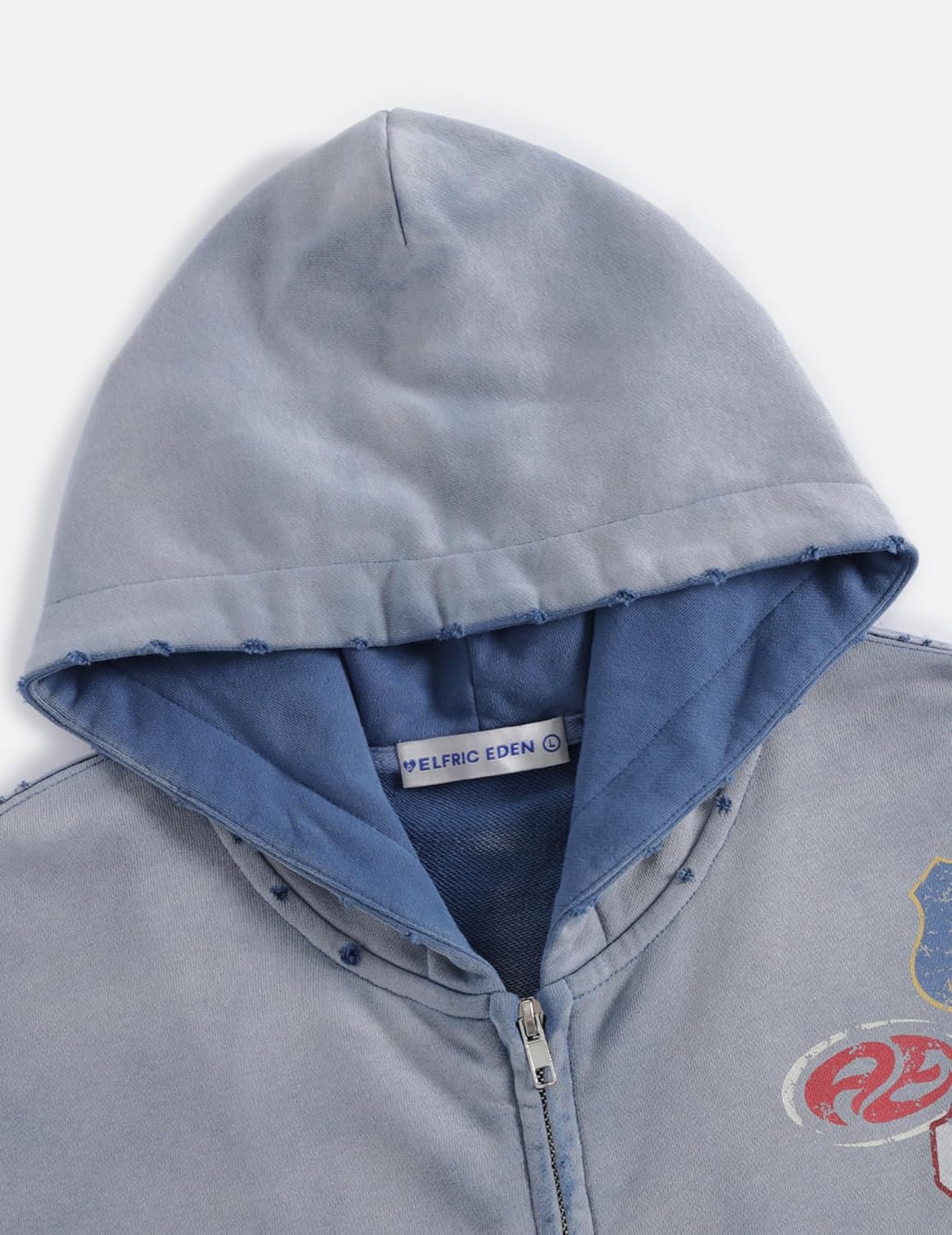 Aelfric Eden Badge Graphic Vintage Acid Wash Zip Up Hoodie Unisex Streetwear Hooded Sweatshirt with Pockets - Image 5
