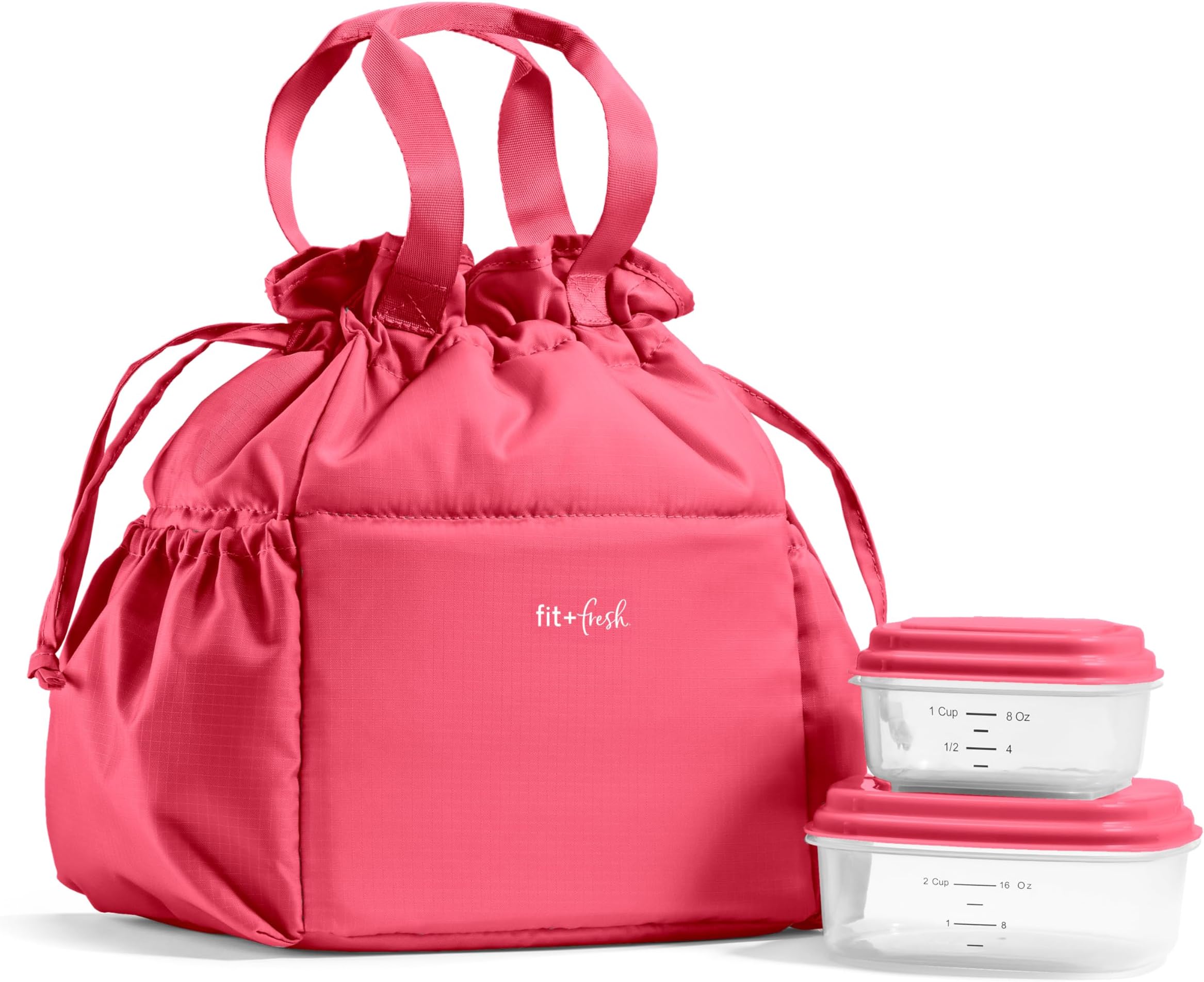 Lunch Bag For Women, Insulated Womens Lunch Bag For Work, Stain-Resistant Large Lunch Box For Women With Containers, Cinch Closure Cromwell Bag, Watermelon Pink