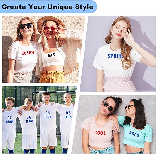 Miniatura 4 de Letras y números para planchar de 2 pulgadas para ropa, 15 hojas, 645 piezas de letras de vinilo de transferencia de calor con letras A-Z y 0-9 para