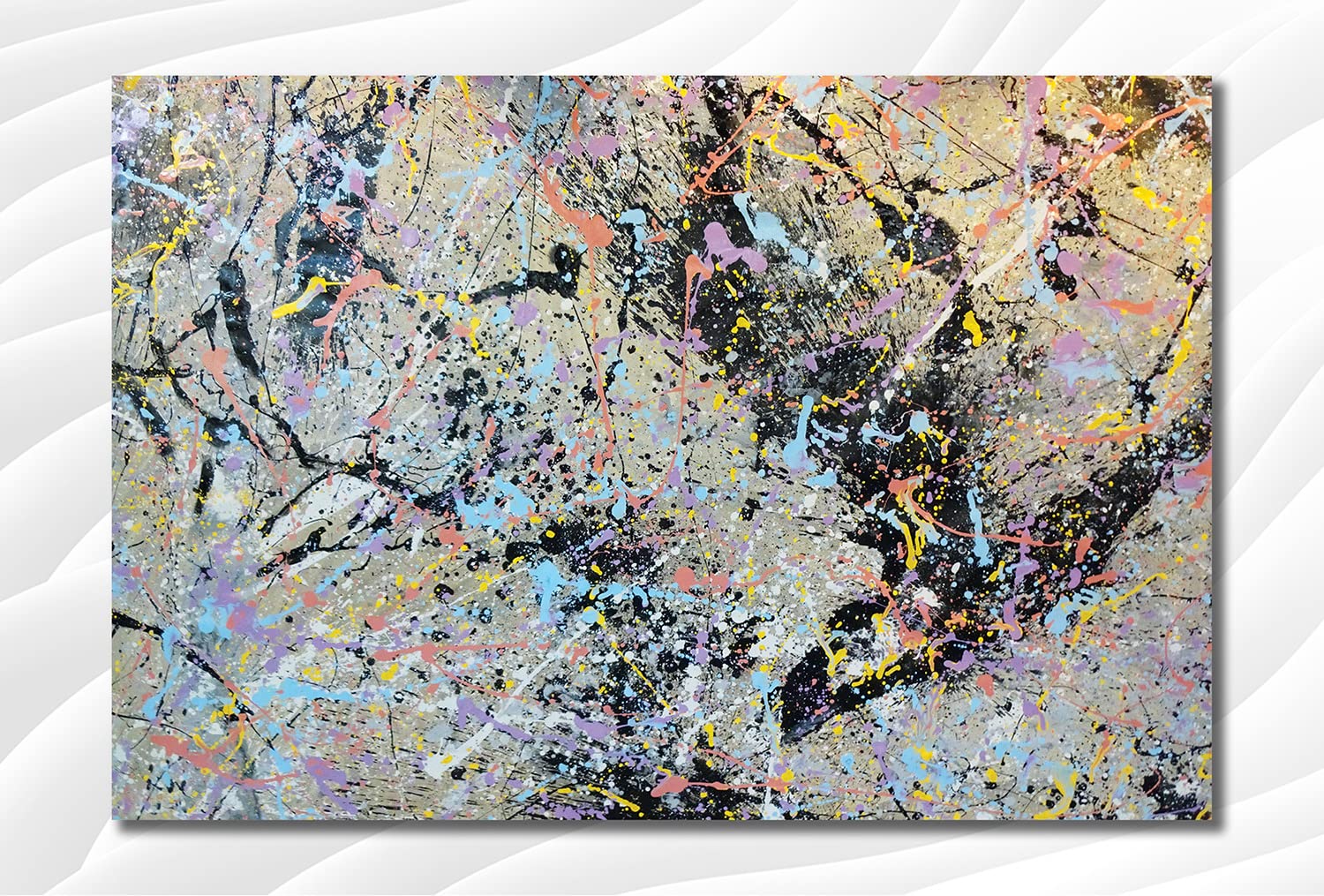 Namaste Home - Laminated Paper Poster - Enormous Abstract Jackson Pollock Style - Modern Art - Abstract Art - Laminated Paper Poster Painting (Laminated Paper, Size 18X12 Inches, MultiColor)