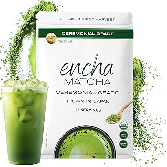 Encha Ceremonial Grade Matcha Powder, Organic First Harvest Japanese Matcha Green Tea, Matcha Tea From Uji, Japan (30g/1.06oz)