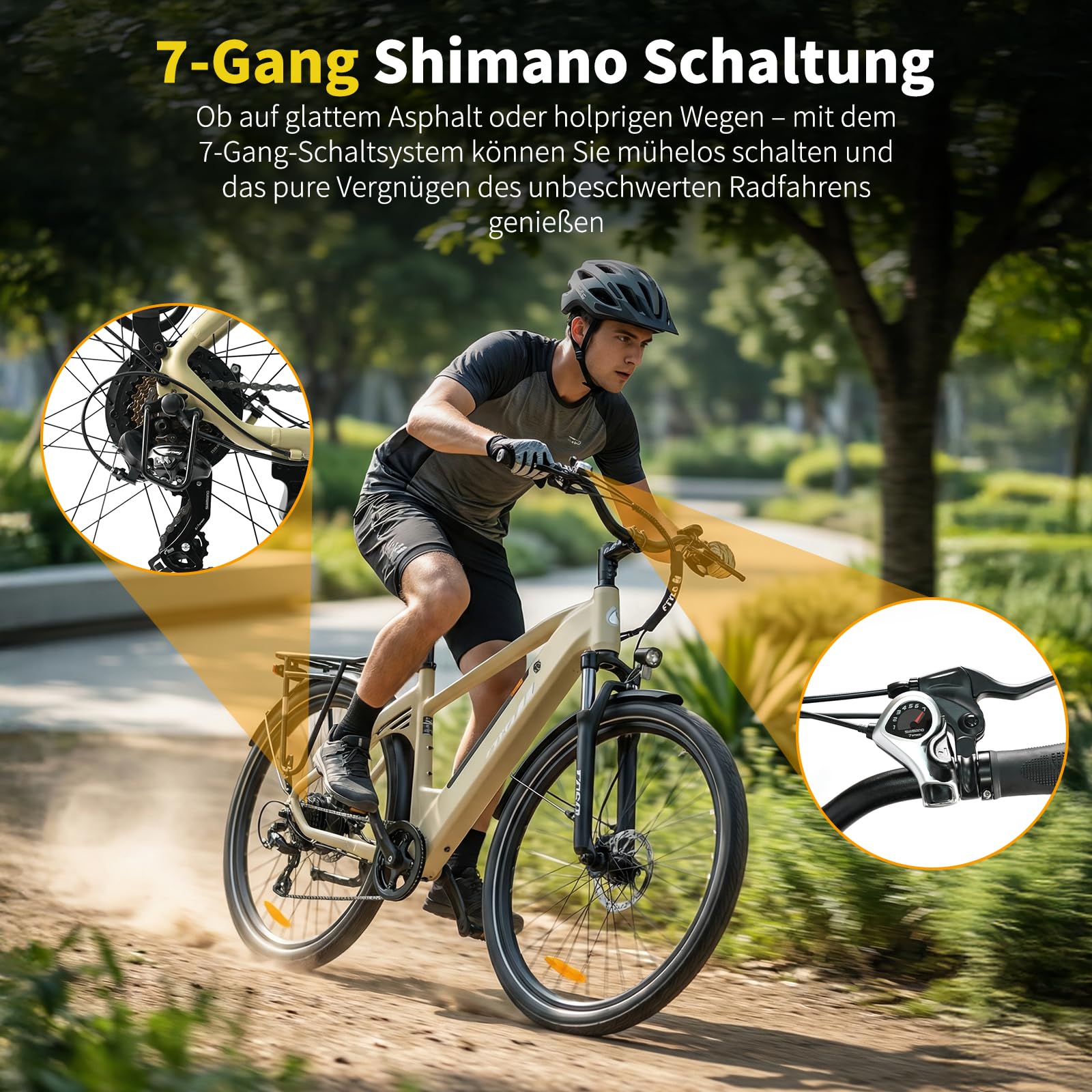 ttgo 28 Zoll E-Bike für Erwachsene, Elektrofahrrad 250W Motor 36V 18Ah Akku, 80–120 km Reichweite, 25 km/h City ebike mit 7-Gang Schaltung, LCD Display, E-Bike für Damen Herren, C3 SE