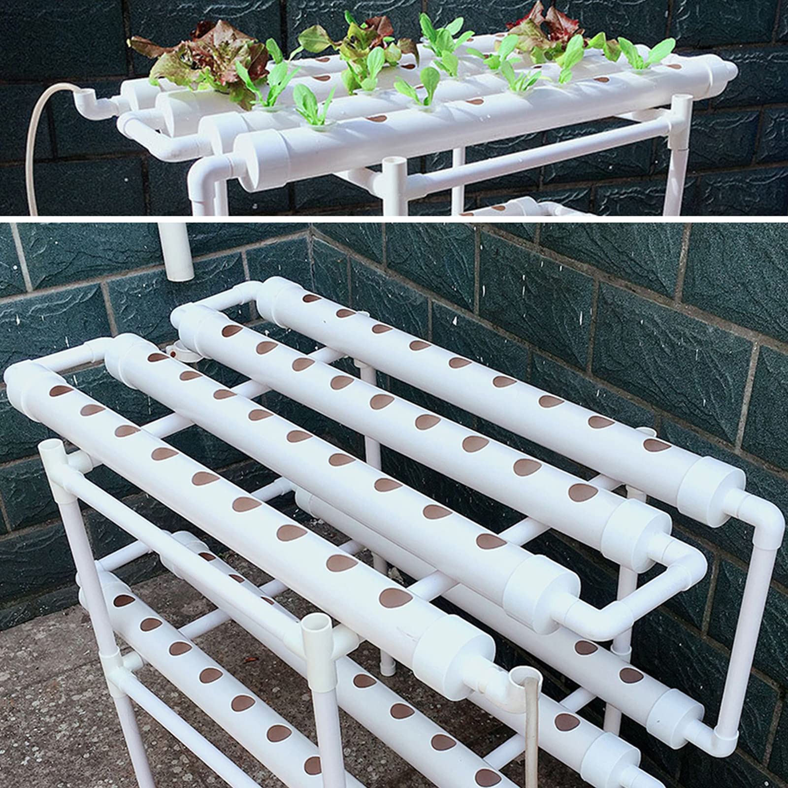 Hydrocultuursysteem, 54 gaten, 6 buizen, hydrocultuur, kweeksysteem, hydrocultuur kweekset, diepwatercultuur, balkon, tuinsysteem voor groenten, salade, bloemen, vruchten
