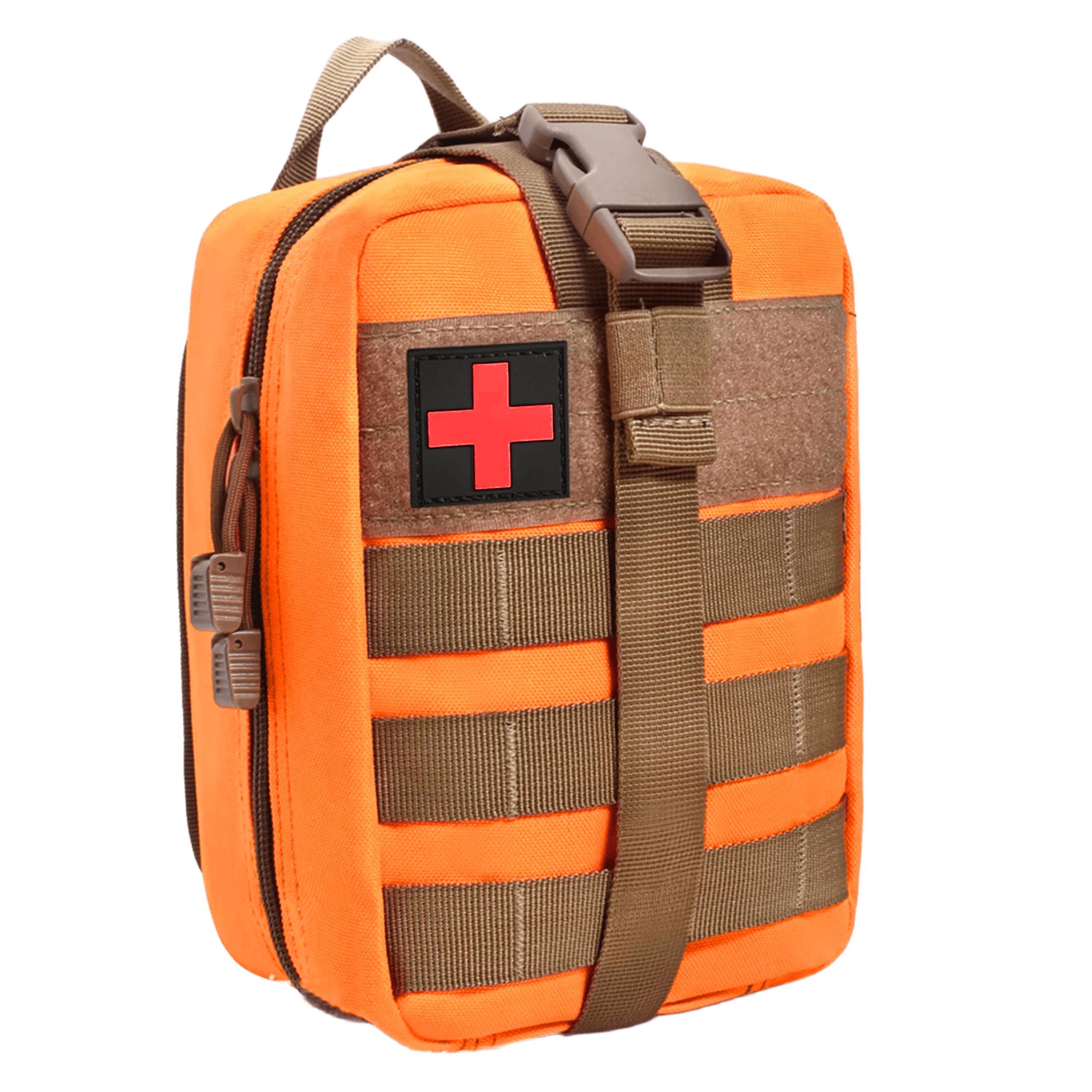 Kraptick Medical Molle Pouch | Tactical First Aid Kit Bag | Military Emergency Medical Pouch | Waterproof & Durable Trauma Kit | Compact Molle Medic Bag for Outdoor, Camping & Survival (Orange)