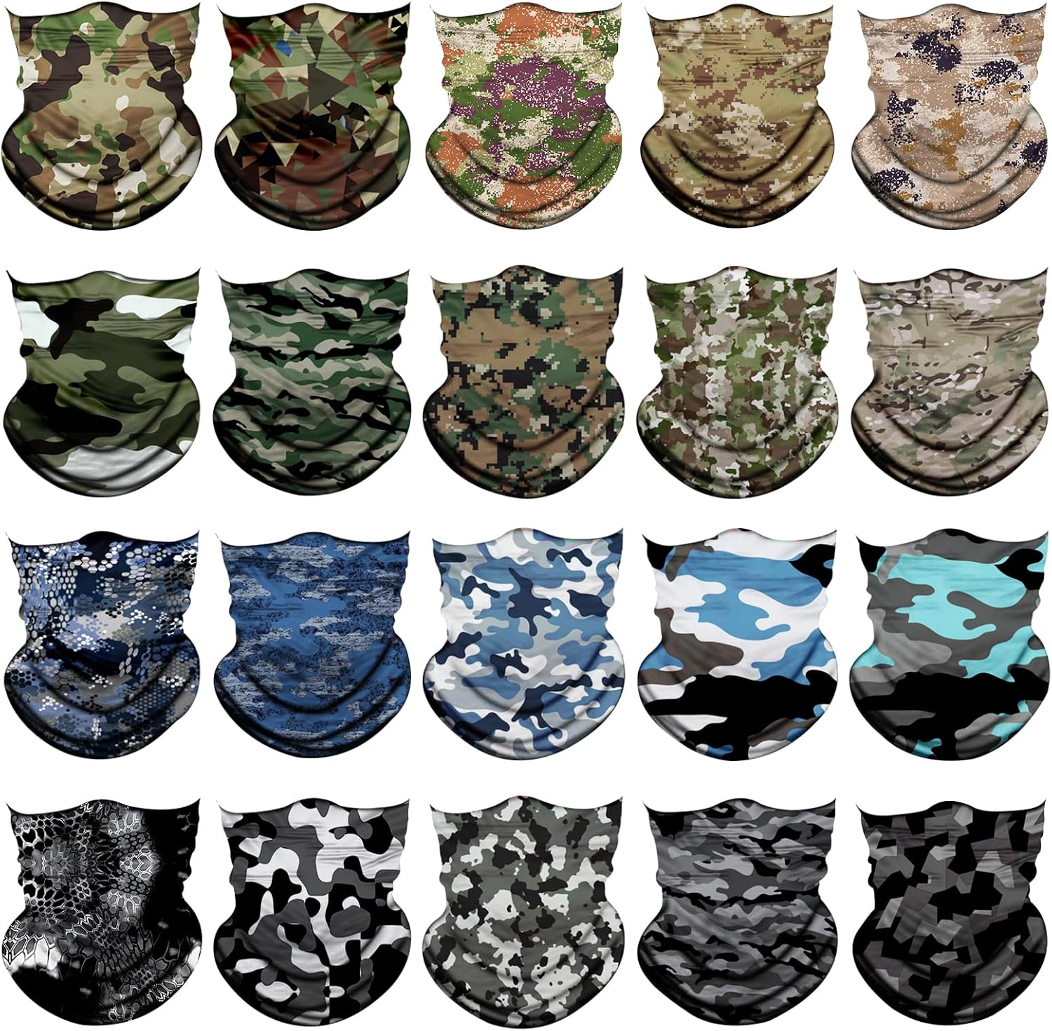 20pcs Cooling Neck Gaiter for Men Women Gator Face Mask Scart Cover Breathable Balaclava Bandana Sun Protection
