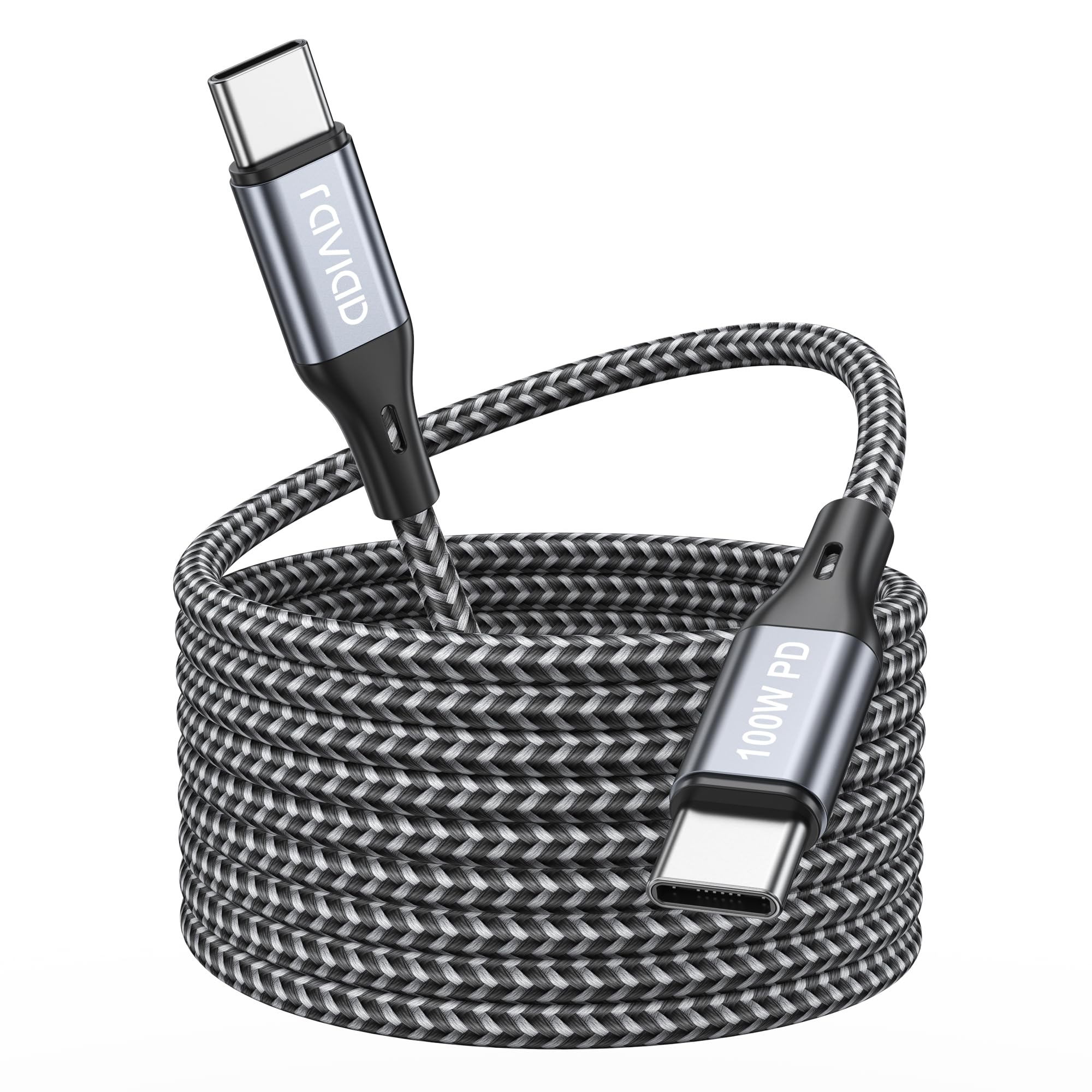 RAVIAD 100W Cavo USB C USB C 5M, Cavo USB Type-C PD Ricarica Rapida USB C | con E-Mark Chip 5A/20V per iPhone 17/16/15, Galaxy S25/S24/S23/S22/S21, MacBook, Pad Air, Google Pixel