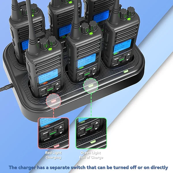 SAMCOM Six Way Charger Multi Unit Rapid Gang Charger Station with Removable AC Adapter Compatible with FPCN30A Walkie Talkie and Battery (1 Pack)