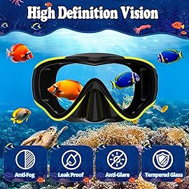 Kids Snorkel Set for Age 4-14 - Dry Top Snorkeling Gear for Kids Junior & Youth - Childs Diving Mask with Big Eyes for Boys Girls - Anti-Fog Snorkeling Mask and Snorkel Set