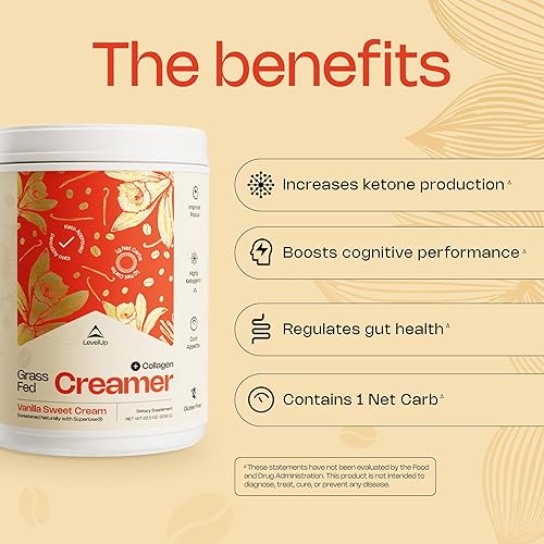 Miniatura 3 de LevelUp Creamer, con aceite MCT energizante y péptidos de colágeno, crema de café Keto, apoya la producción de energía natural y cetonas, crema