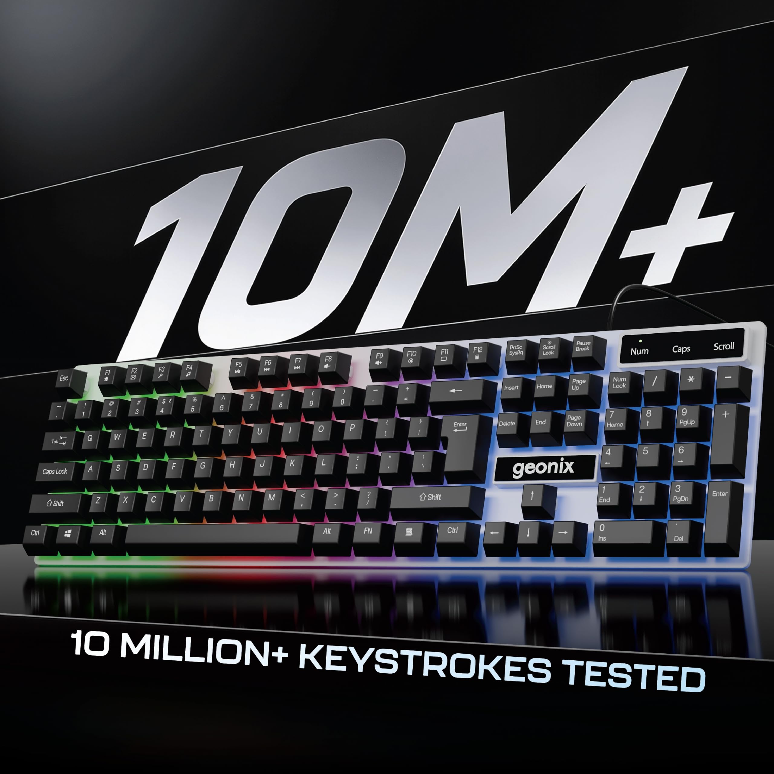 GEONIX Cruiser K5, Wired Gaming Keyboard, 104 Keys, 1.5m Cable, 12 Multimedia Keys, , RGB Colour, Plug and Play — Amazon image 4
