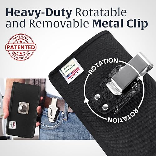 Miniatura 4 de Turtleback Belt Clip Case Designed for iPhone 14 Pro Max, 14 Plus, 12 & 13 Pro Max Belt Holster Black Nylon Pouch with Heavy Duty Rotating Belt