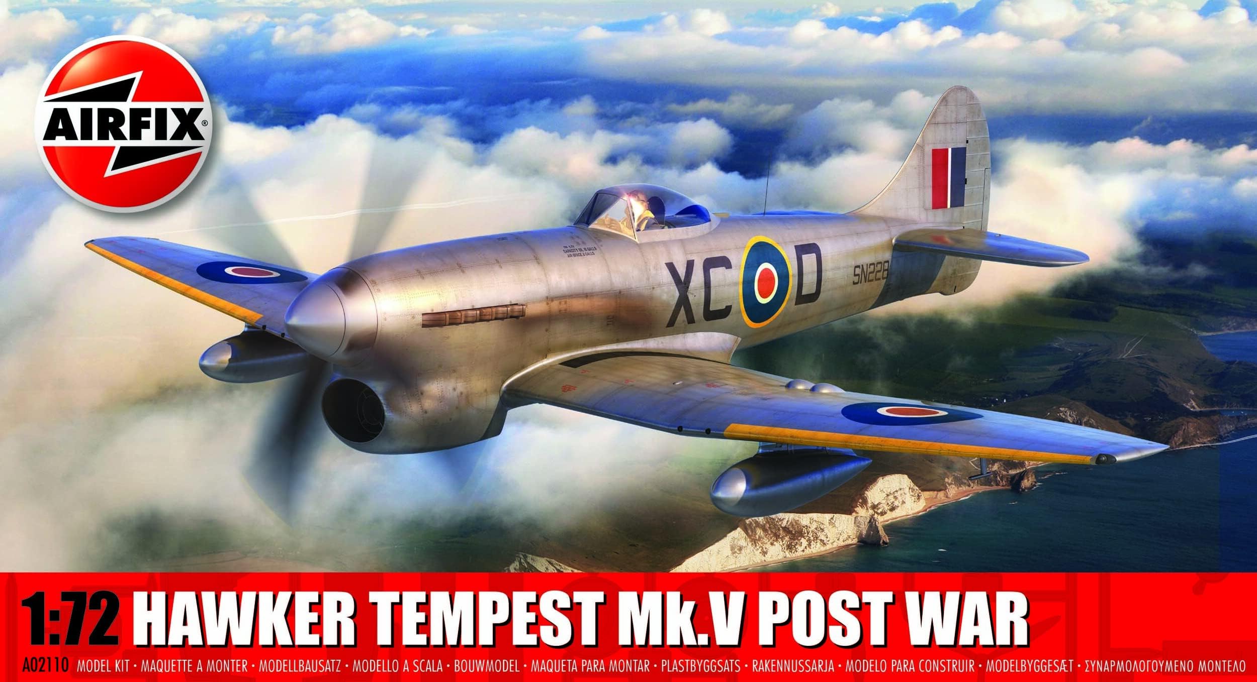 AIRFIX - Model Set - A02110 Hawker Tempest Mk.V Post War Model Building Kit - Plastic Model Plane Kits for Adults & Children 8+, Set Includes Sprues & Decals - 1:72 Scale Model