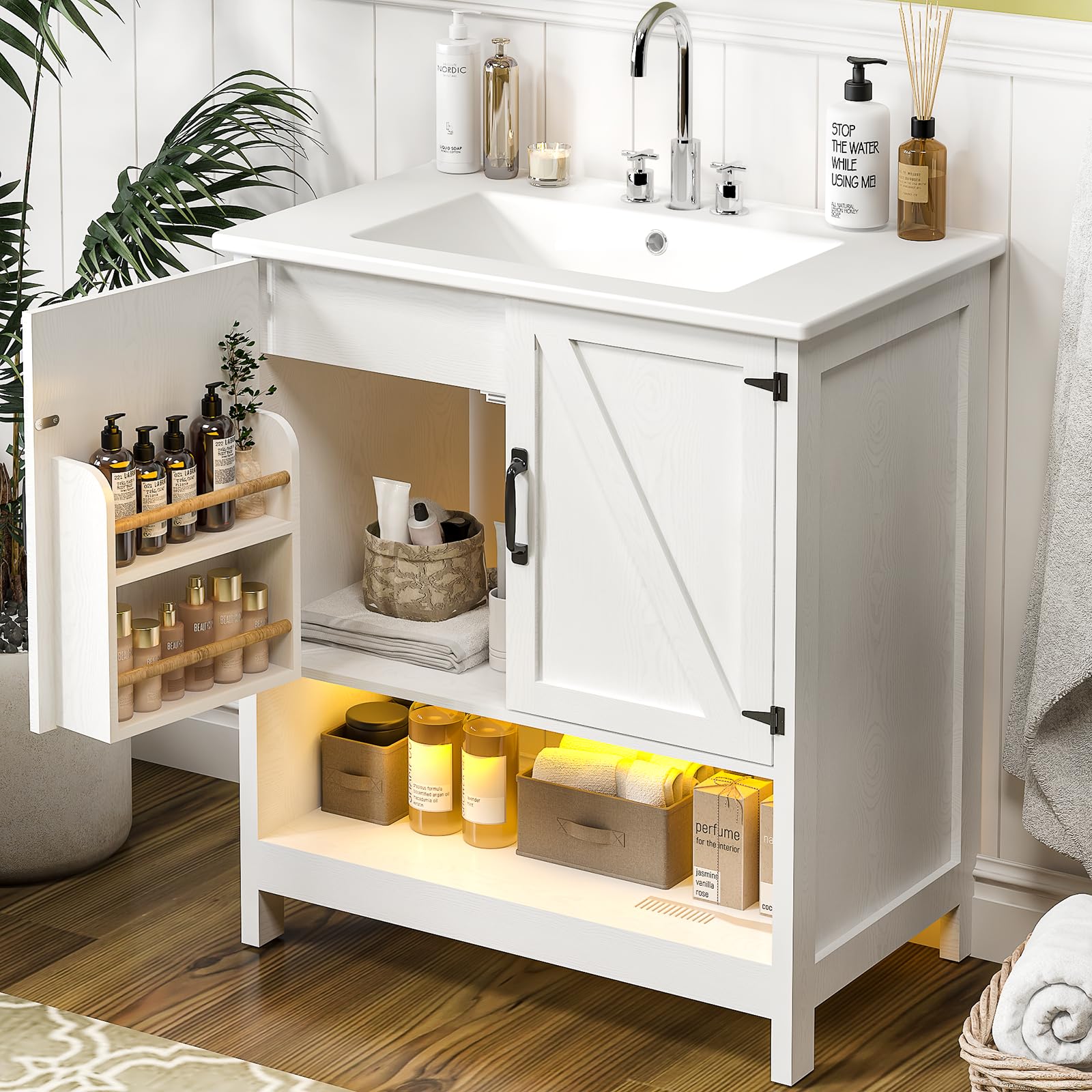 ELEVACHIC 30" Bathroom Vanity with Sink, Modern Cabinet