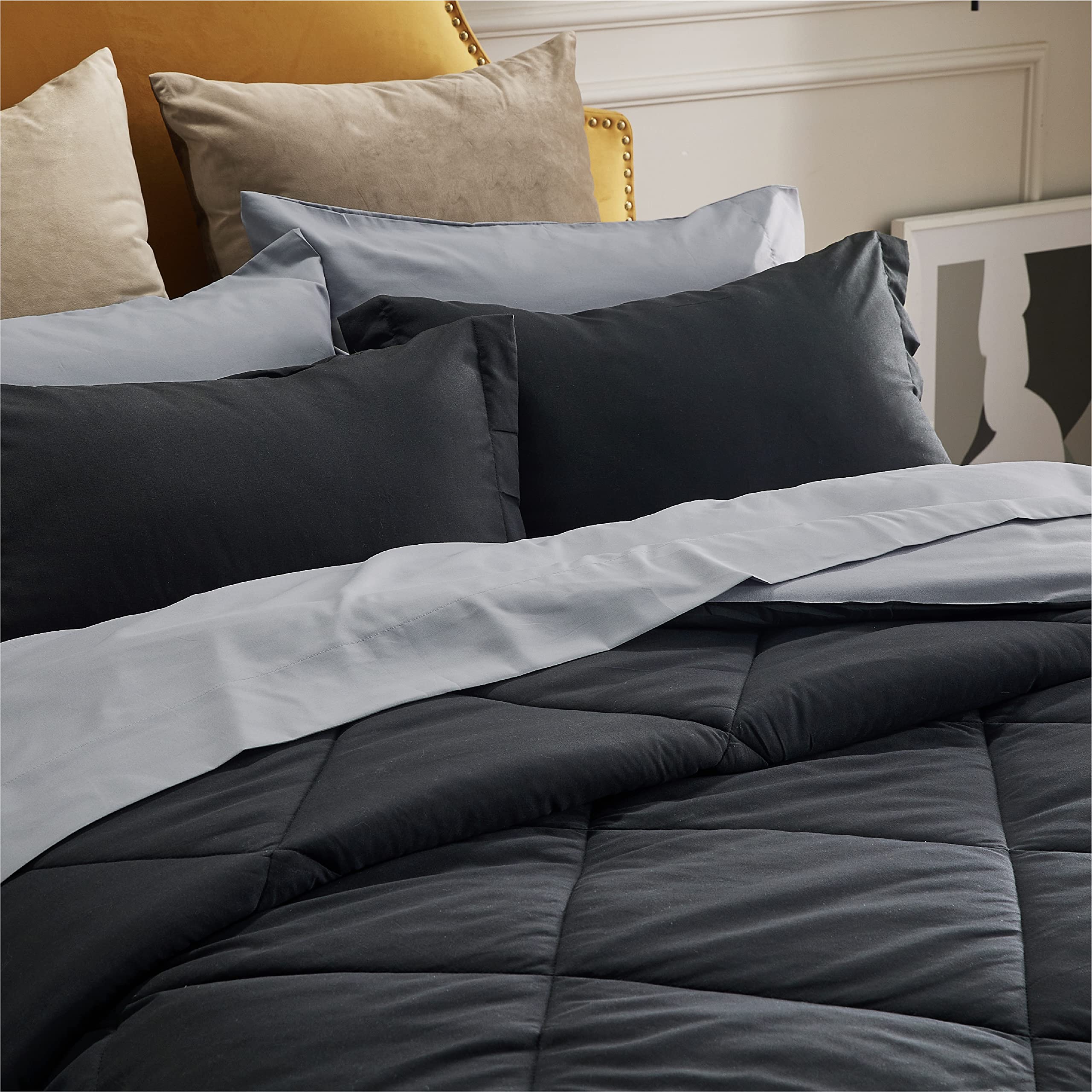Buy Bedsure Black Comforter Set Queen 8 Pieces Reversible Black Bed