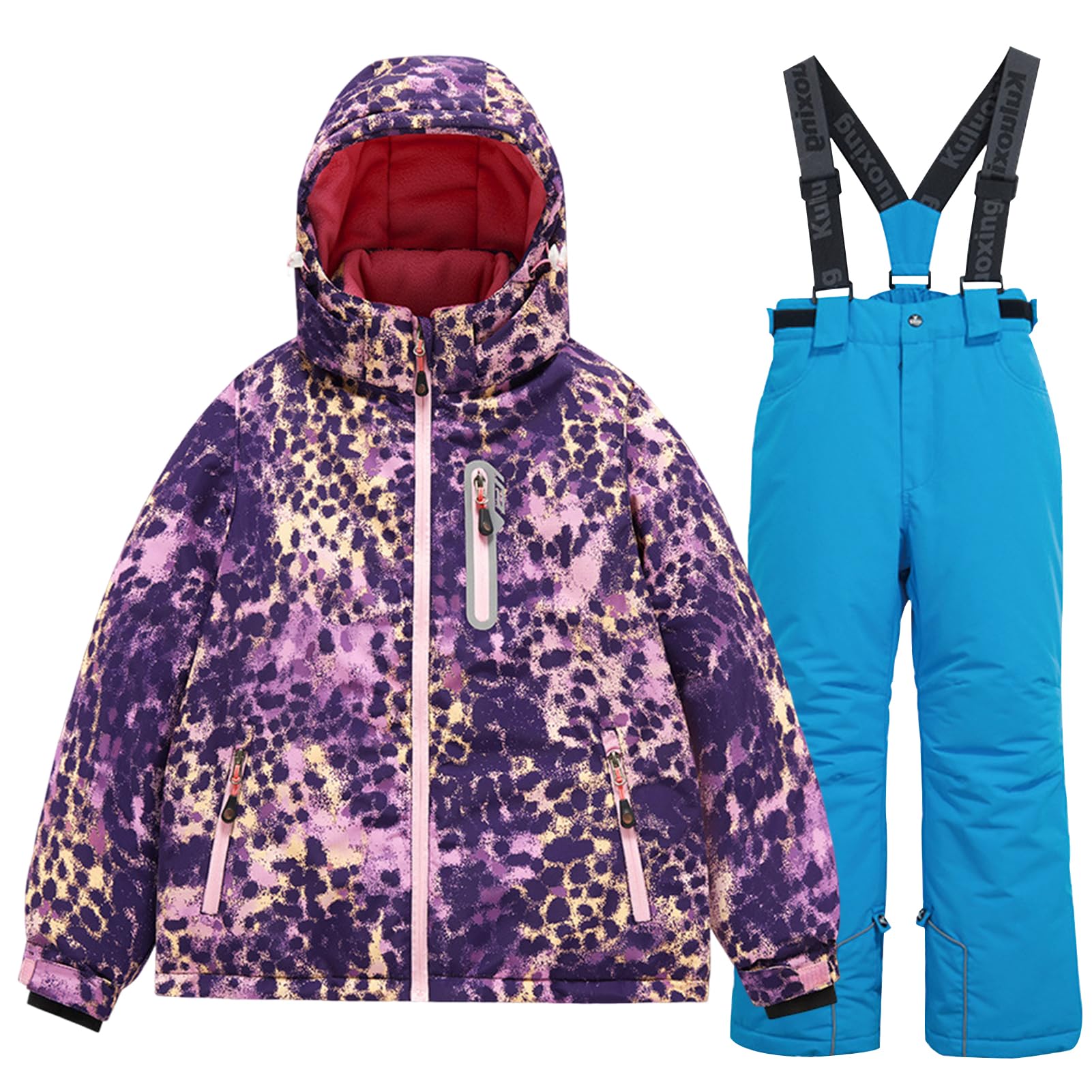 Traje de nieve para niños, Púrpura+Azul, 152-158