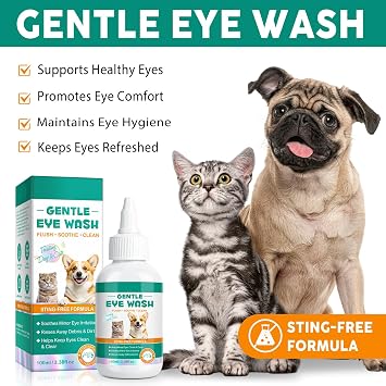 Dog Eye Drops - Cleansing + Soothing + Treatment | Non-Antibiotic Eye Drops for Dogs | Innovative Formula Lickable Cat Eye Drops | Non-Irritating & Natural Eye Cleaning Solution for Dogs, Cats - 100ml